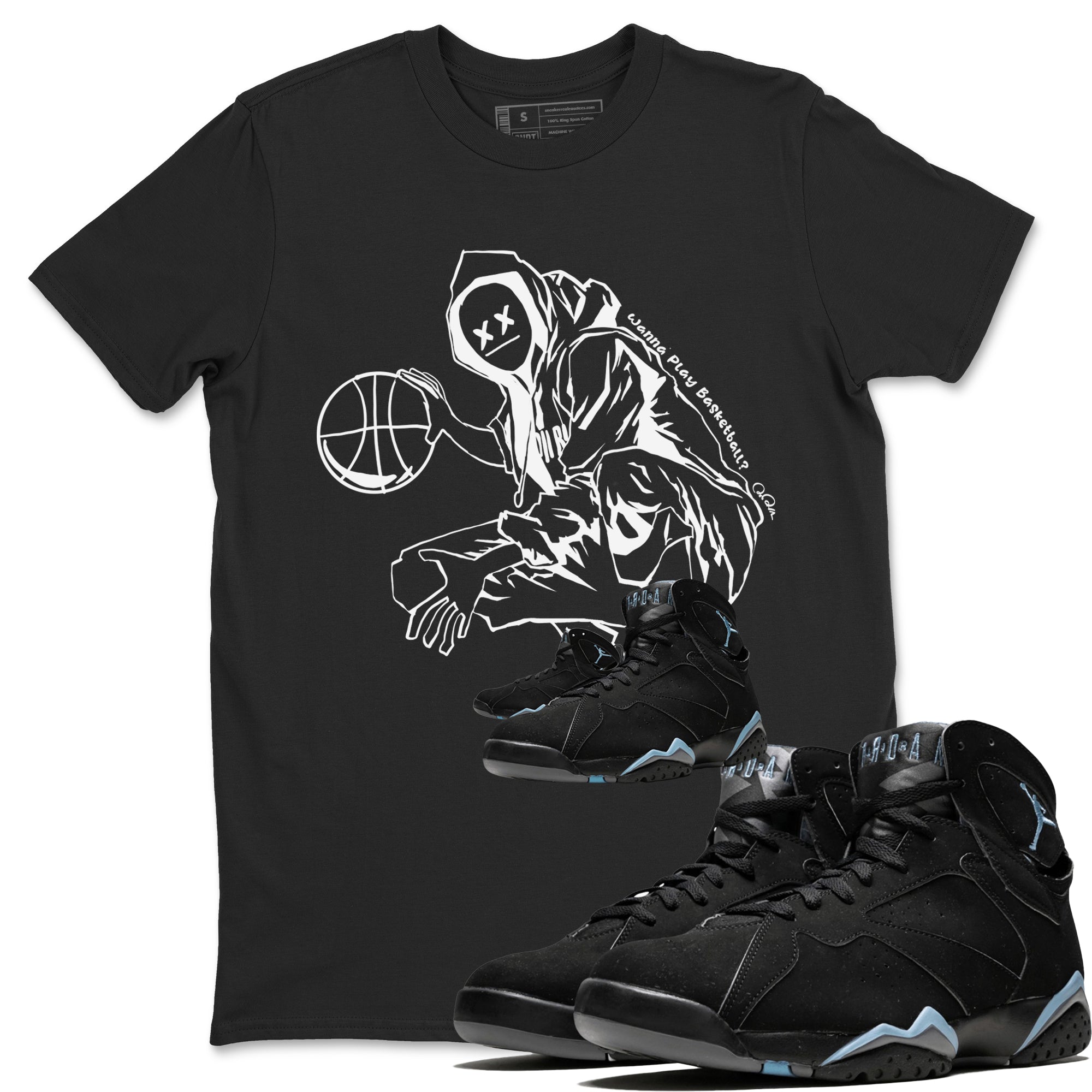 Wanna Play Basketball snkmatch Tee - Air Jordan 7 Chambray