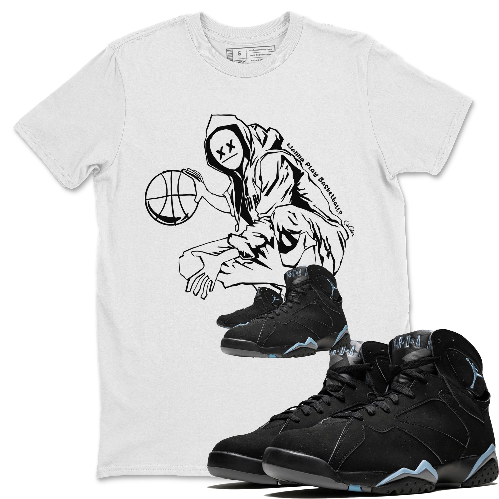 Wanna Play Basketball snkmatch Tee - Air Jordan 7 Chambray