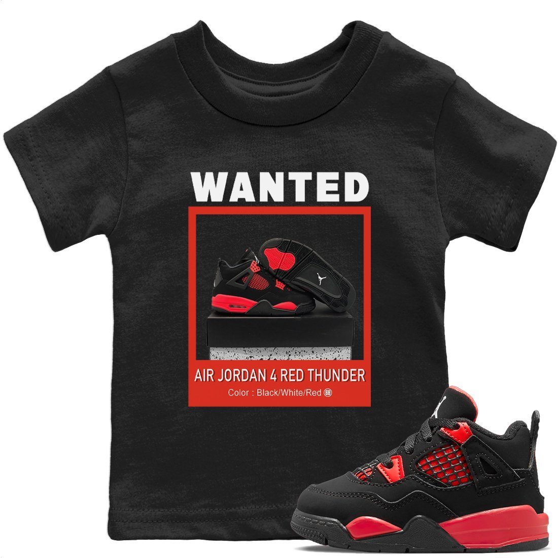 Wanted Kids Tops - Air Jordan 4 Red Thunder