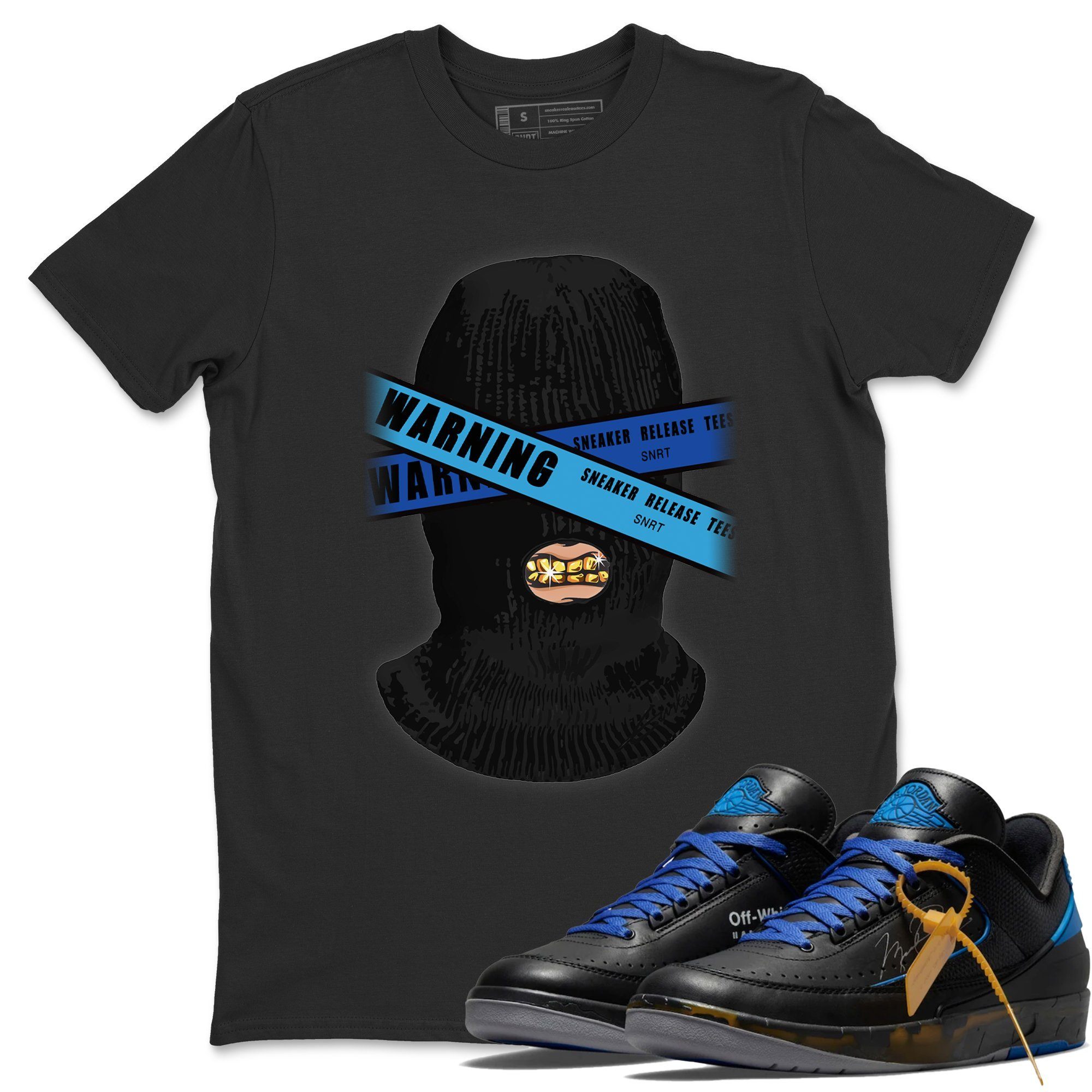 Warning Unisex Tops - Air Jordan 2 OFF-WHITE Black Blue