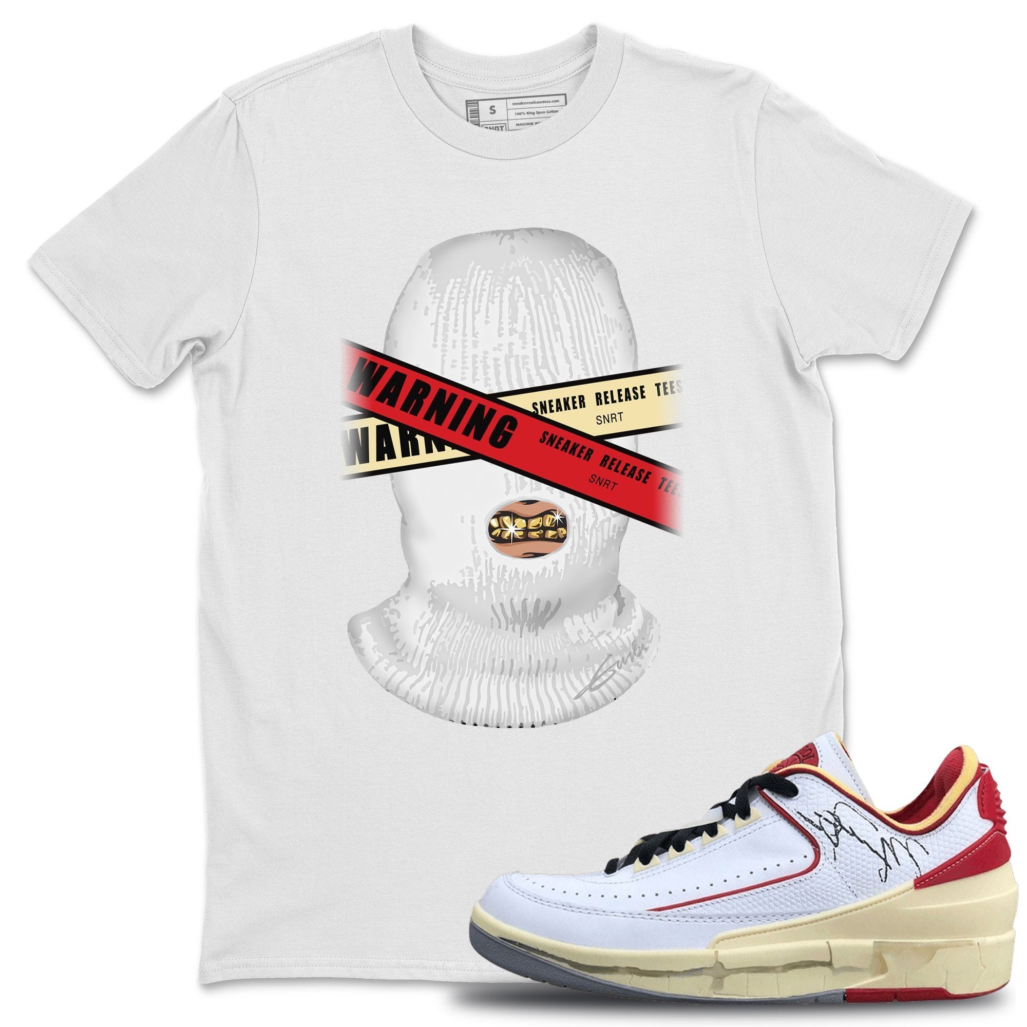 Warning Unisex Tops - Air Jordan 2 OFF-WHITE Varsity Red