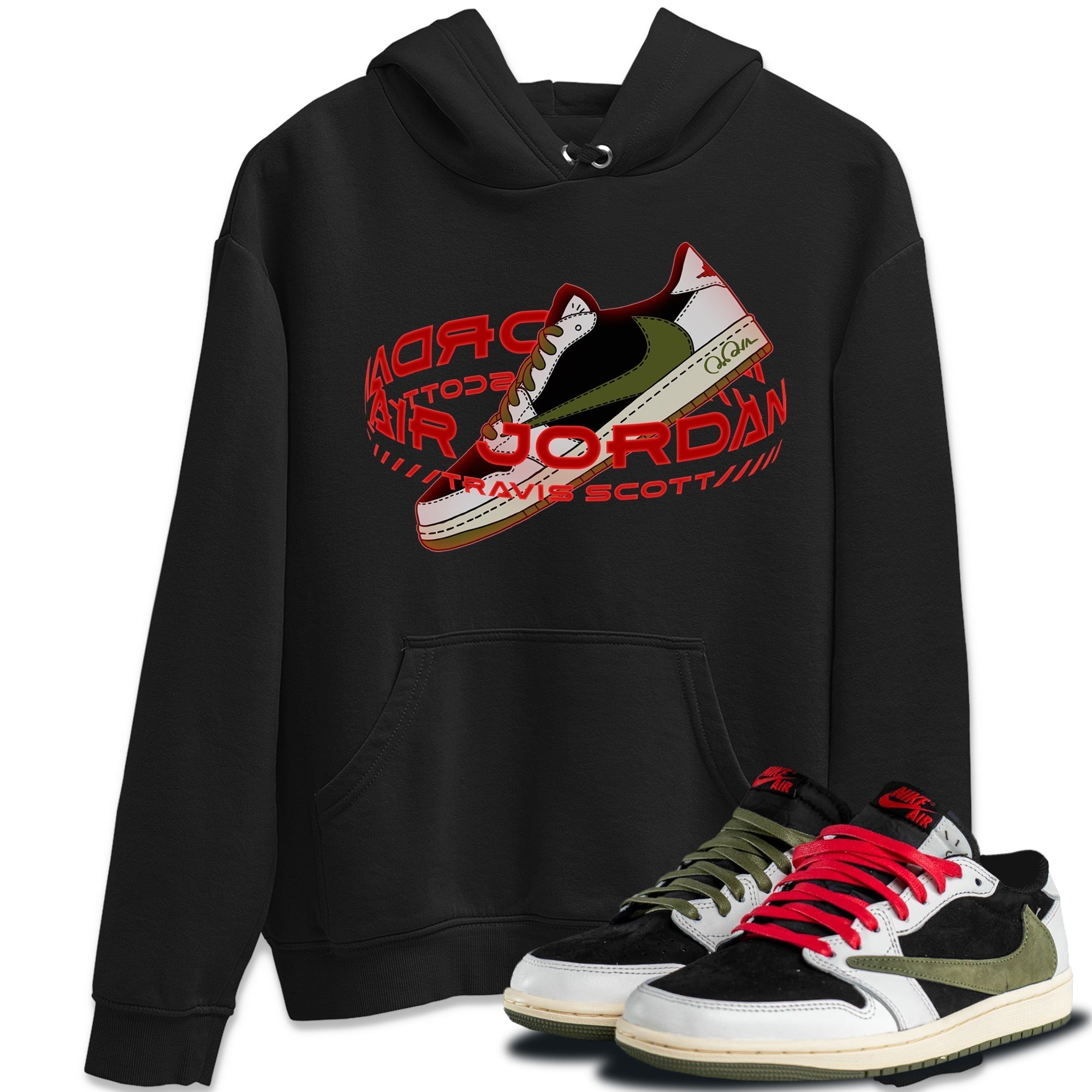 Warping Space Unisex Tops - Air Jordan 1 Travis Scott Olive