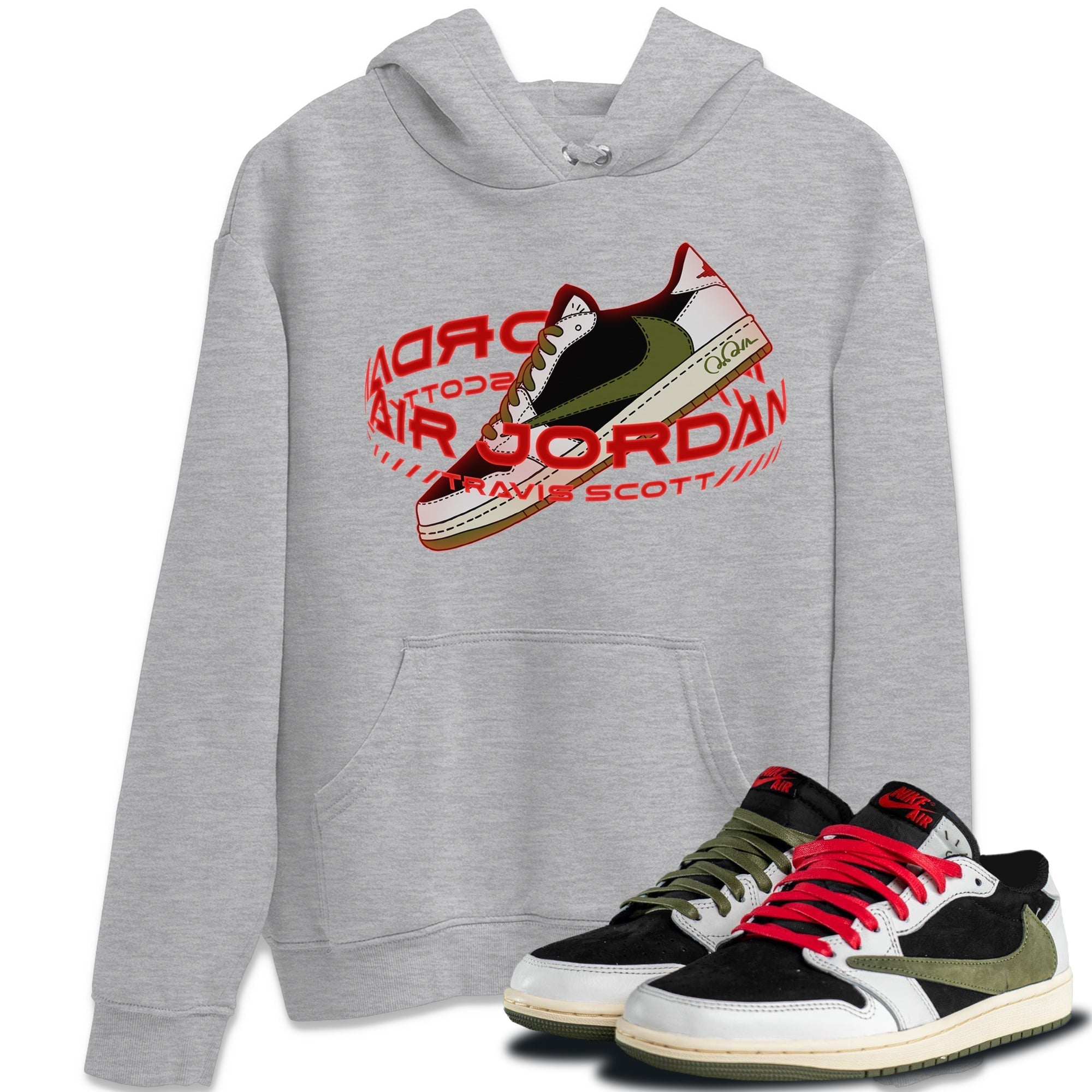 Warping Space Unisex Tops - Air Jordan 1 Travis Scott Olive