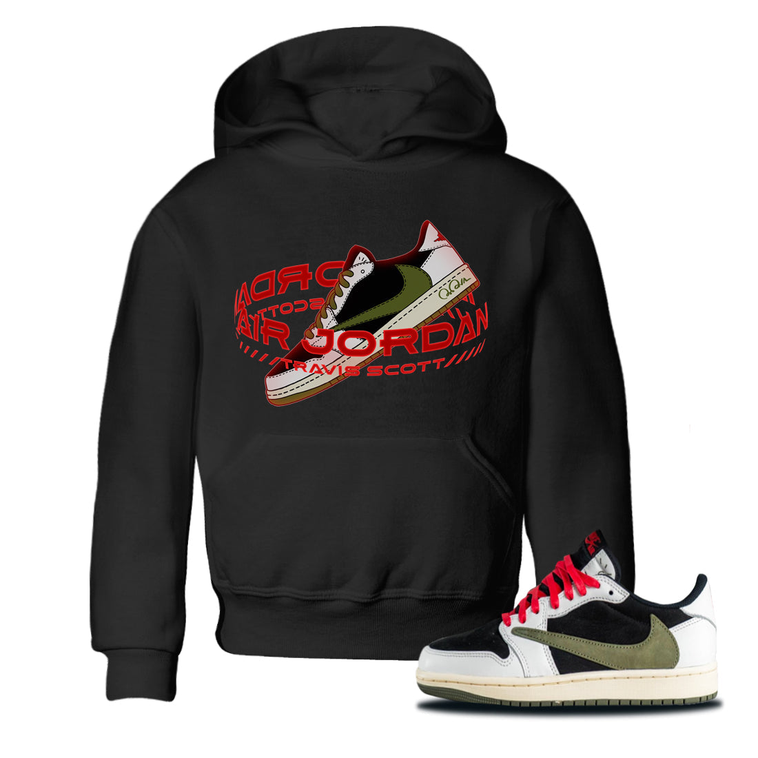 Warping Space Kids Tops - Air Jordan 1 Travis Scott Olive