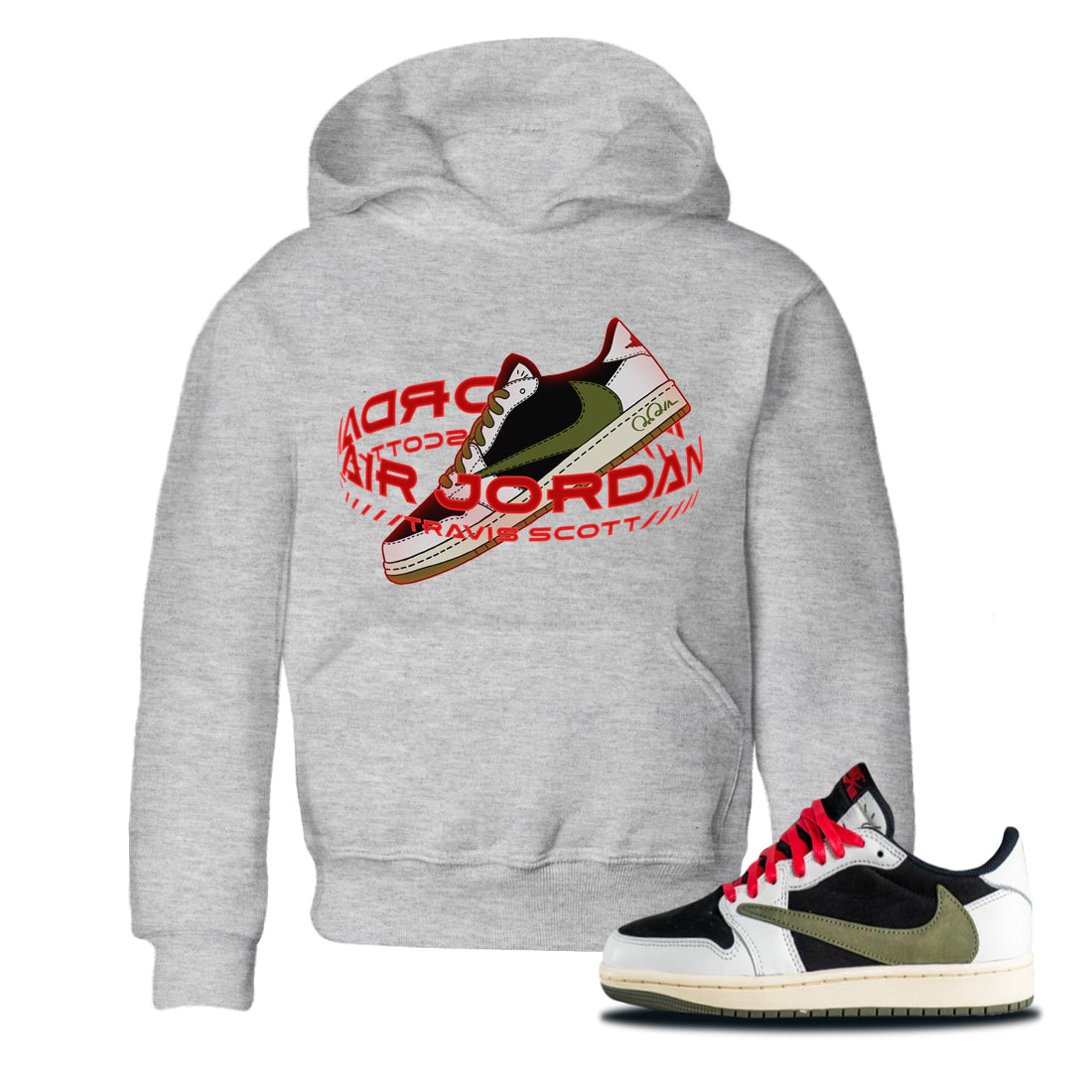 Warping Space Kids Tops - Air Jordan 1 Travis Scott Olive