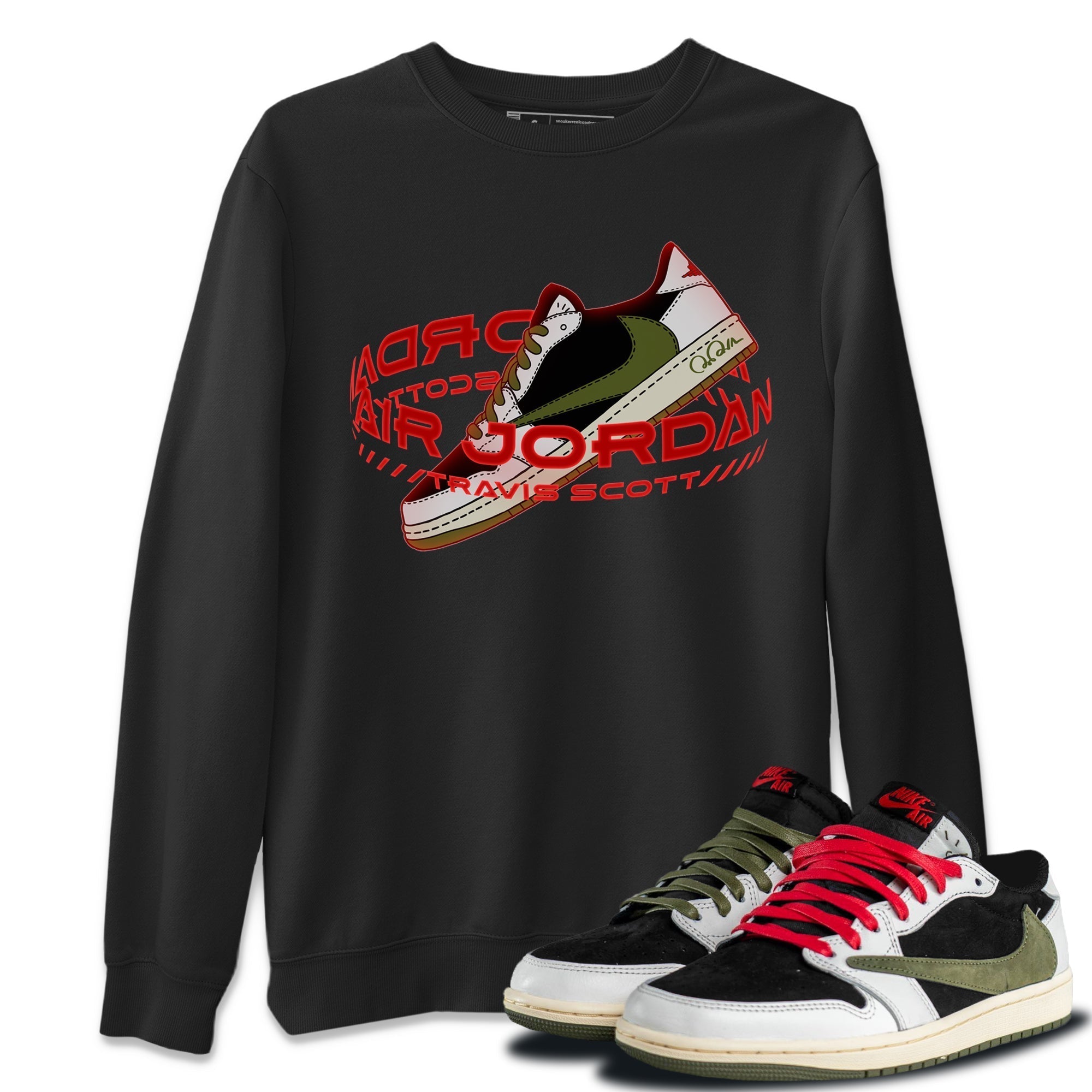 Warping Space Unisex Tops - Air Jordan 1 Travis Scott Olive