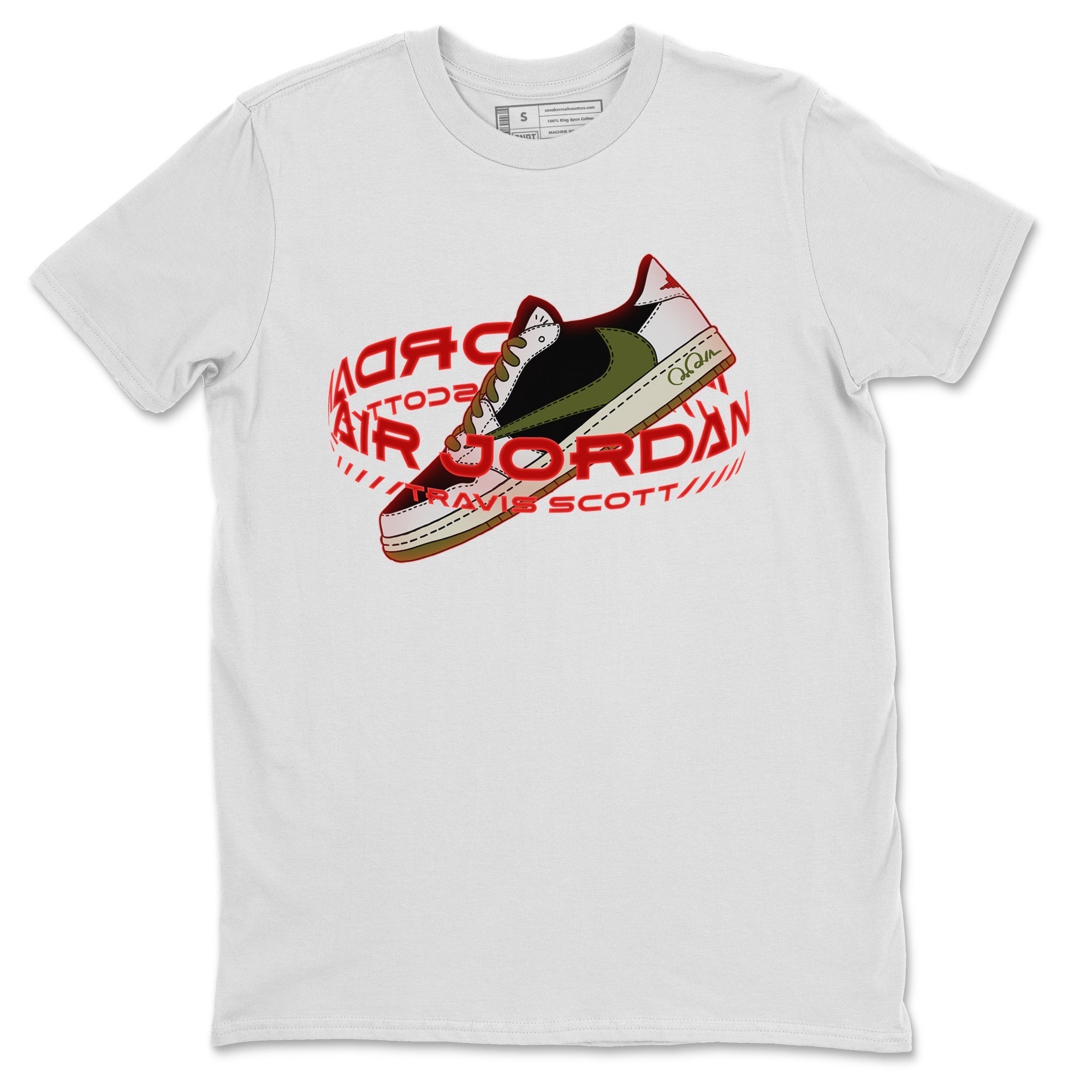 Warping Space Unisex Tops - Air Jordan 1 Travis Scott Olive