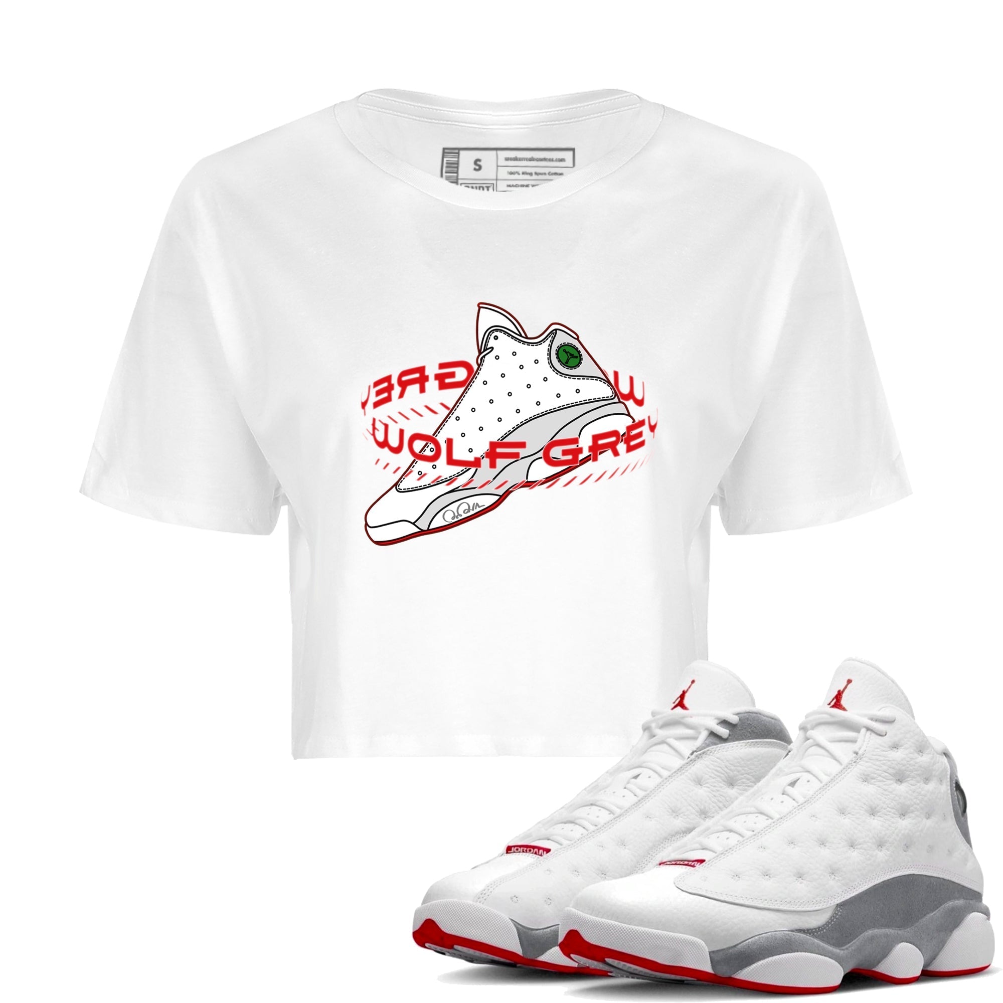 Warping Space Women's Tops - Air Jordan 13 Wolf Grey