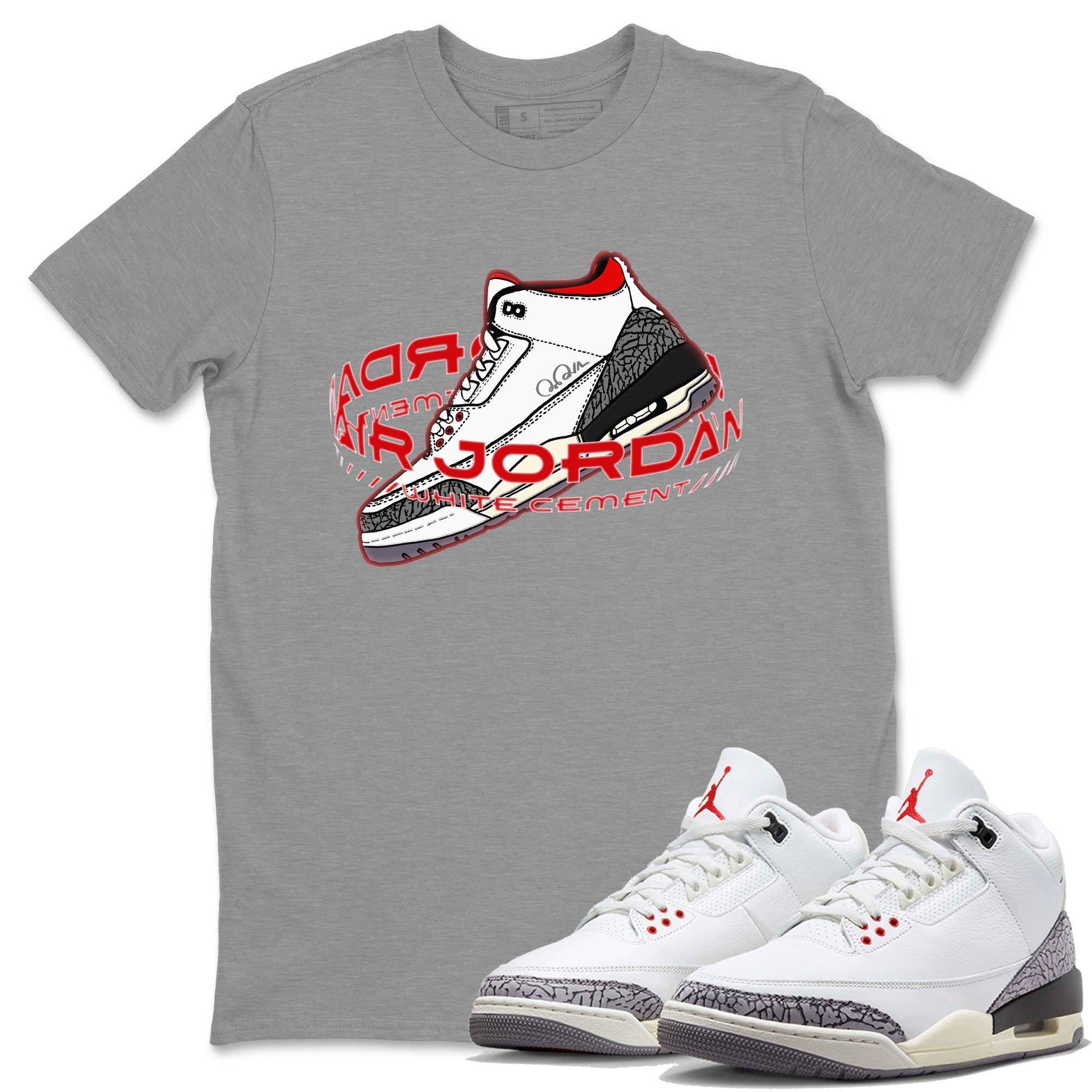 Warping Space Unisex Tops - Air Jordan 3 White Cement