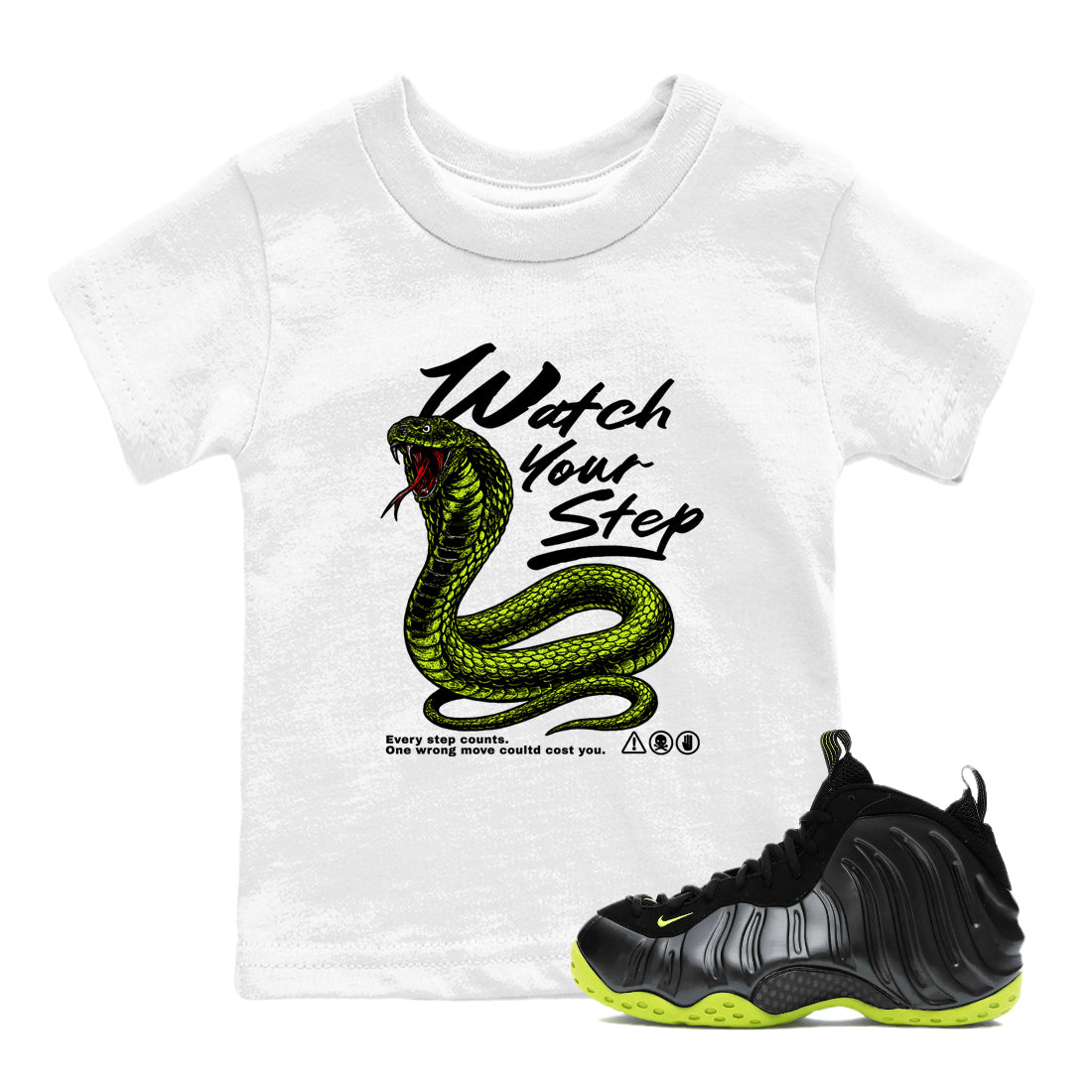 Watch Your Step snkmatch Tees Kids - Air Foamposite One Black Volt