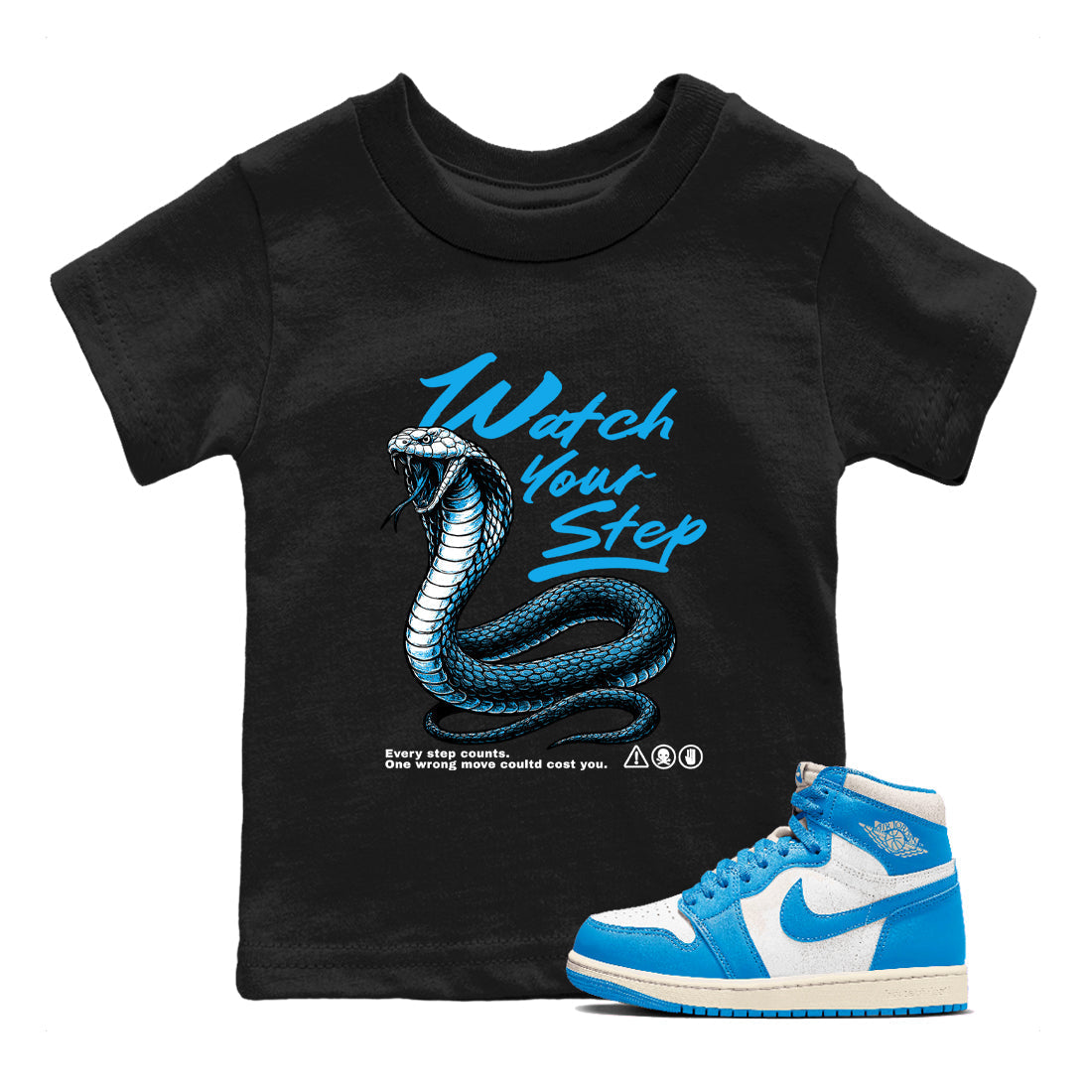 Watch Your Step snkmatch Tees Kids - Air Jordan 1 UNC Reimagined