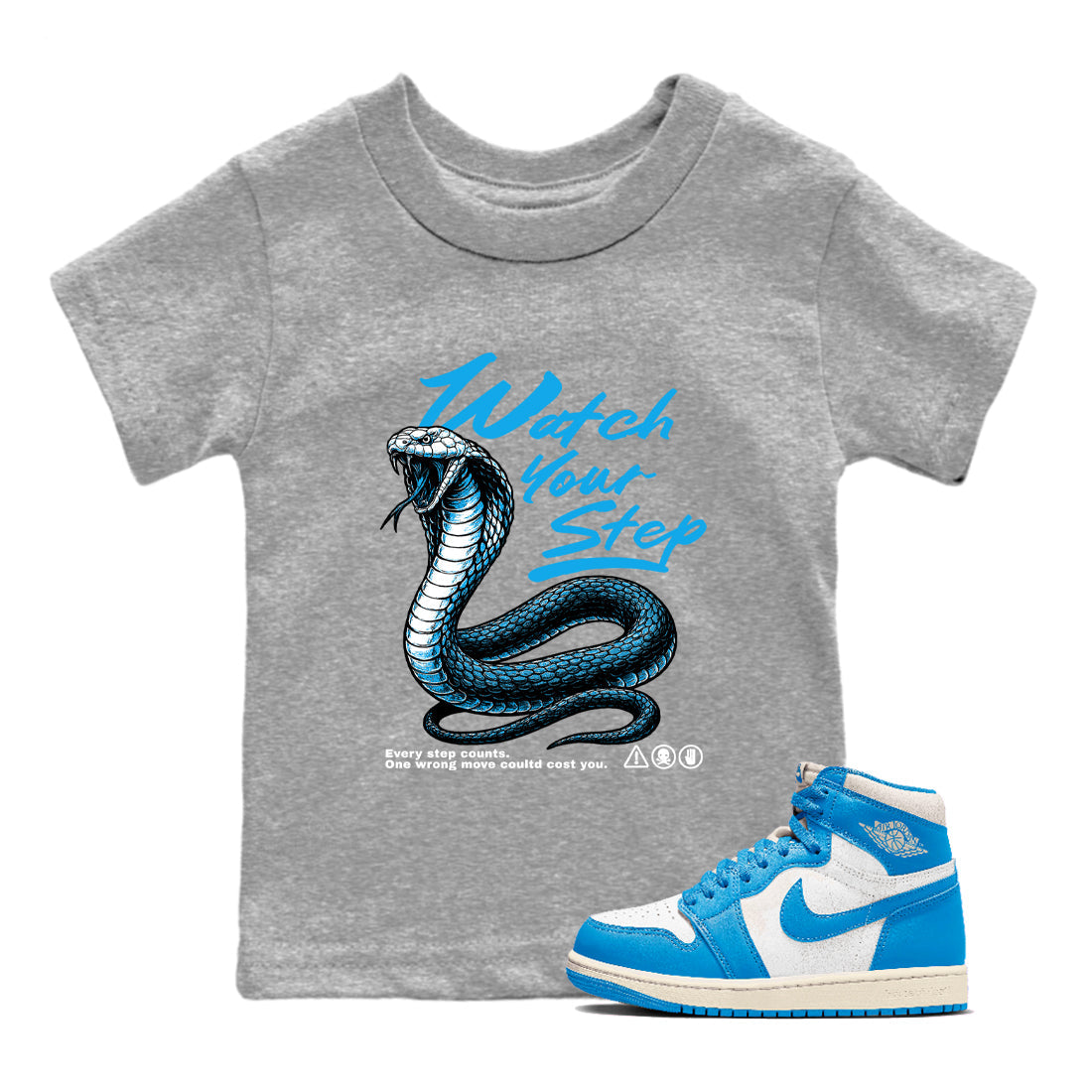 Watch Your Step snkmatch Tees Kids - Air Jordan 1 UNC Reimagined