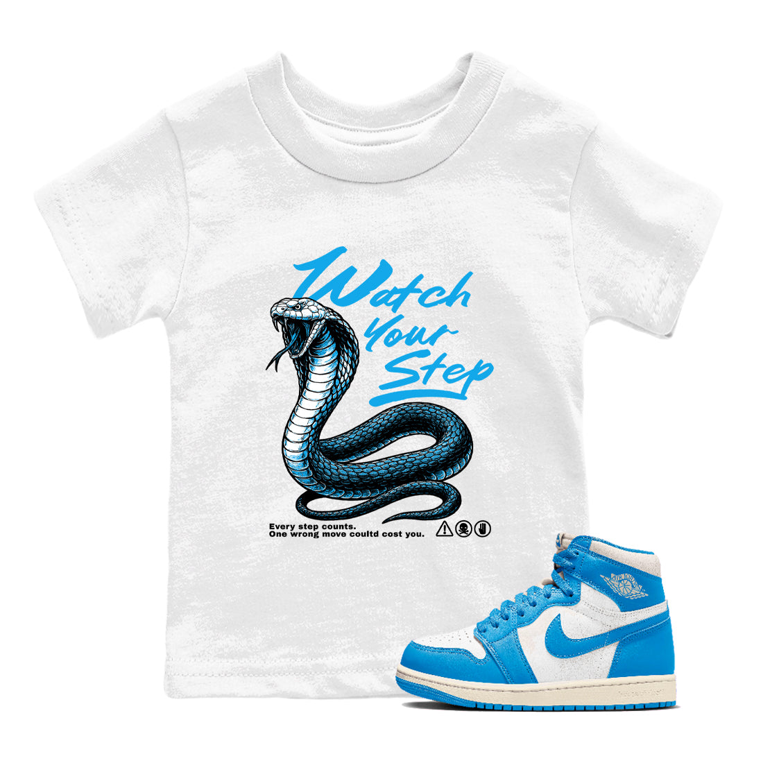 Watch Your Step snkmatch Tees Kids - Air Jordan 1 UNC Reimagined