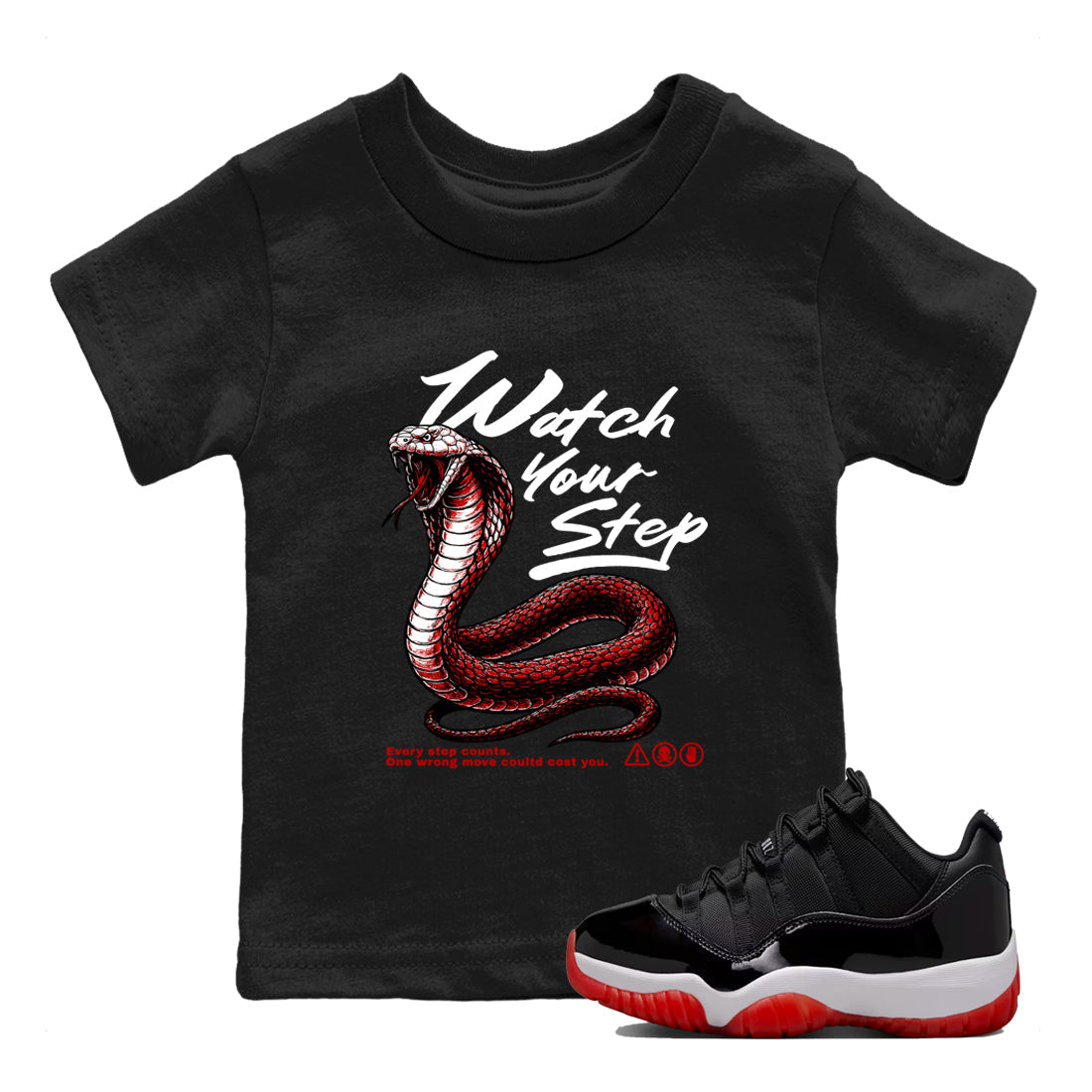 Watch Your Step snkmatch Tees Kids - Air Jordan 11 Bred