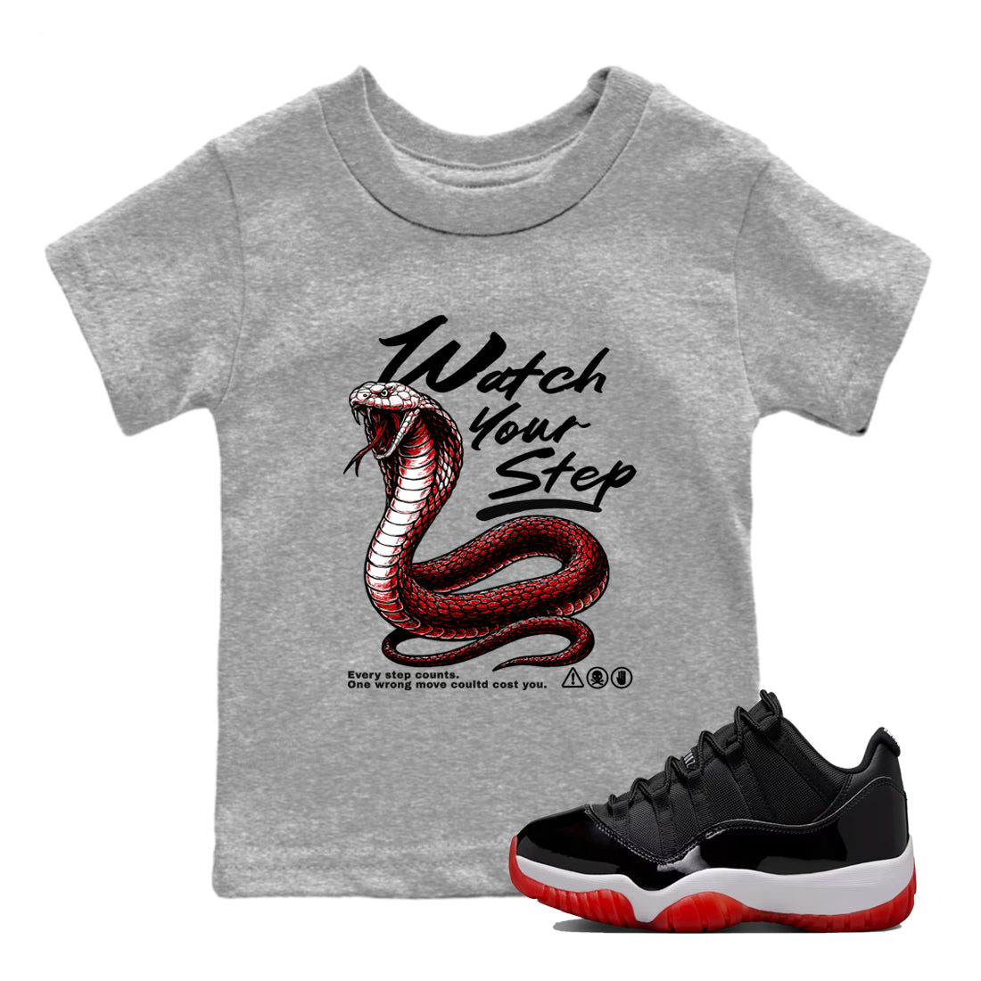Watch Your Step snkmatch Tees Kids - Air Jordan 11 Bred