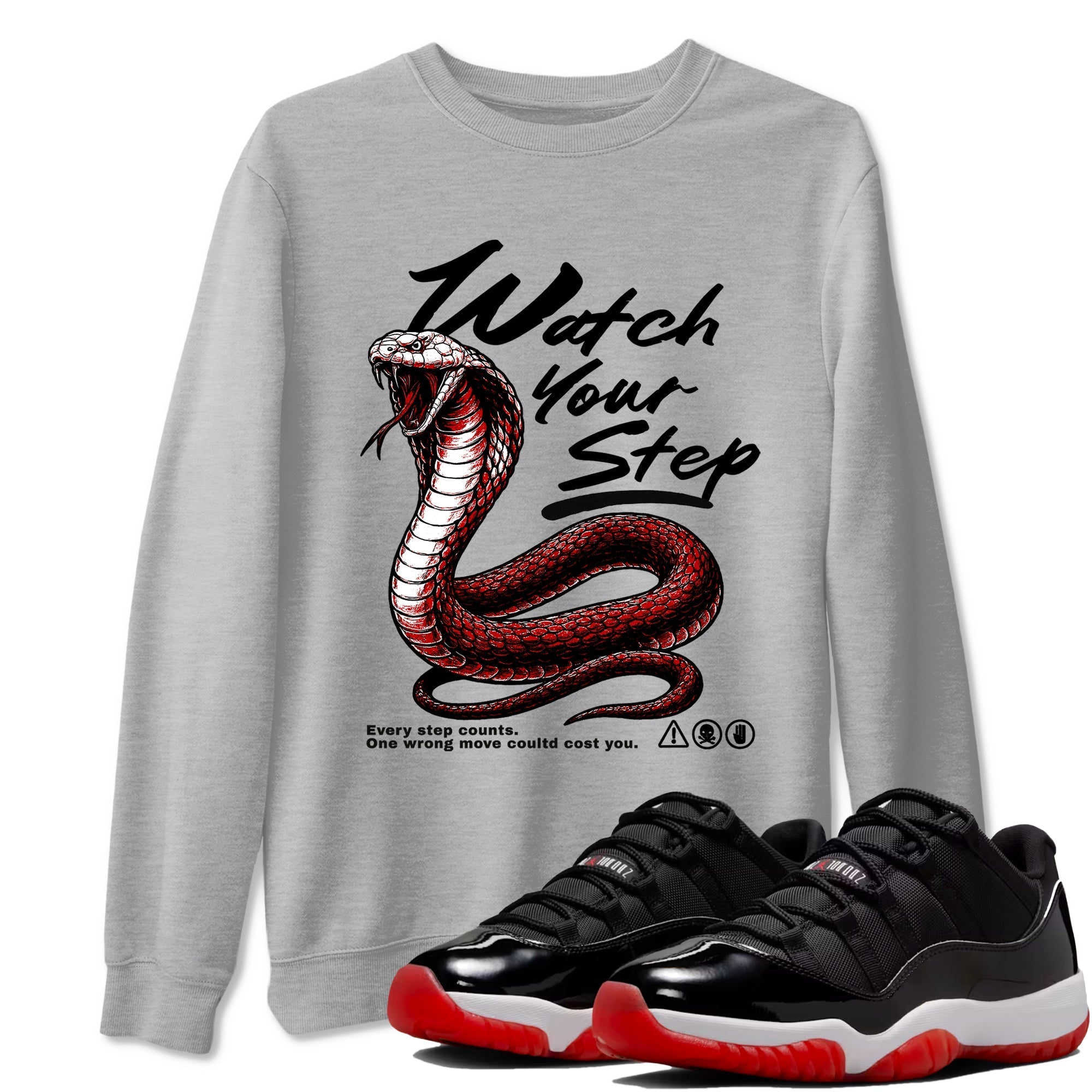 Watch Your Step snkmatch Tees - Air Jordan 11 Bred