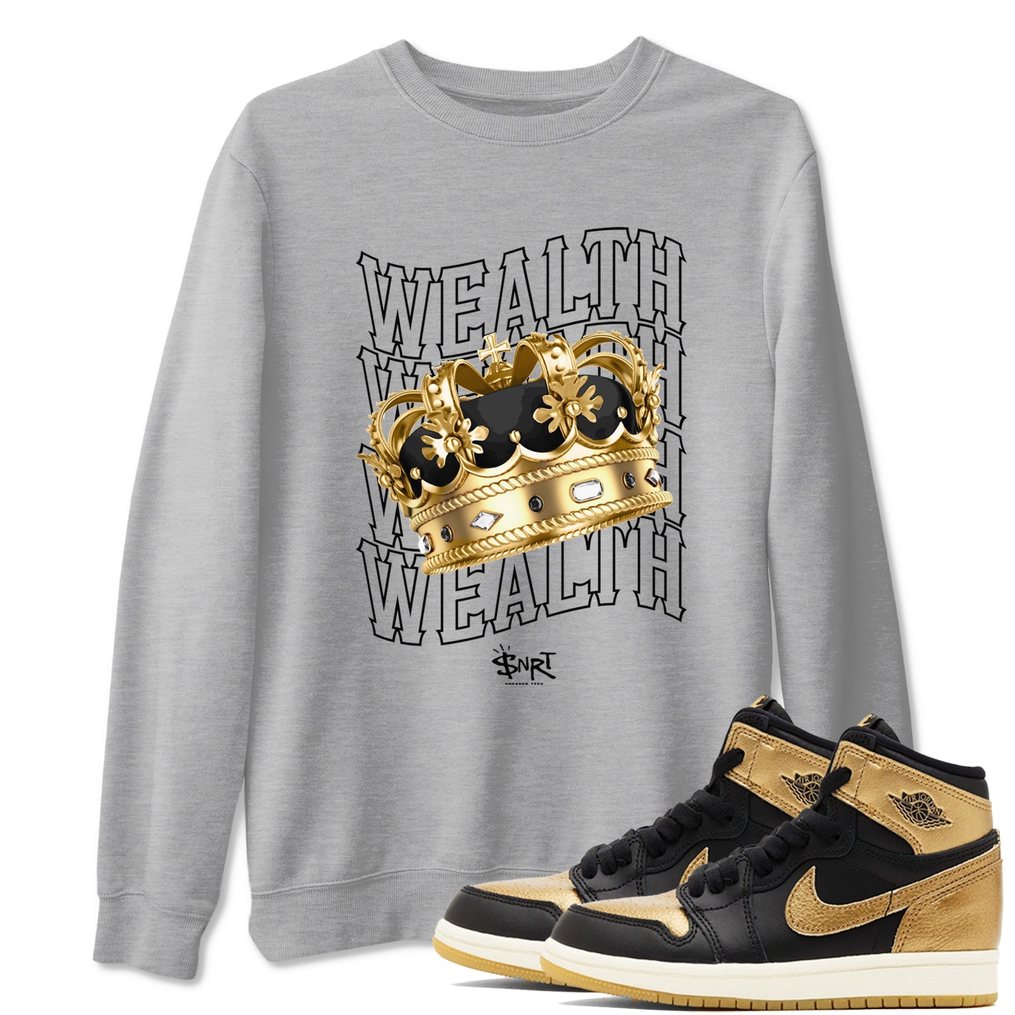 Wealth snkmatch Tees - Air Jordan 1 Black Metallic Gold