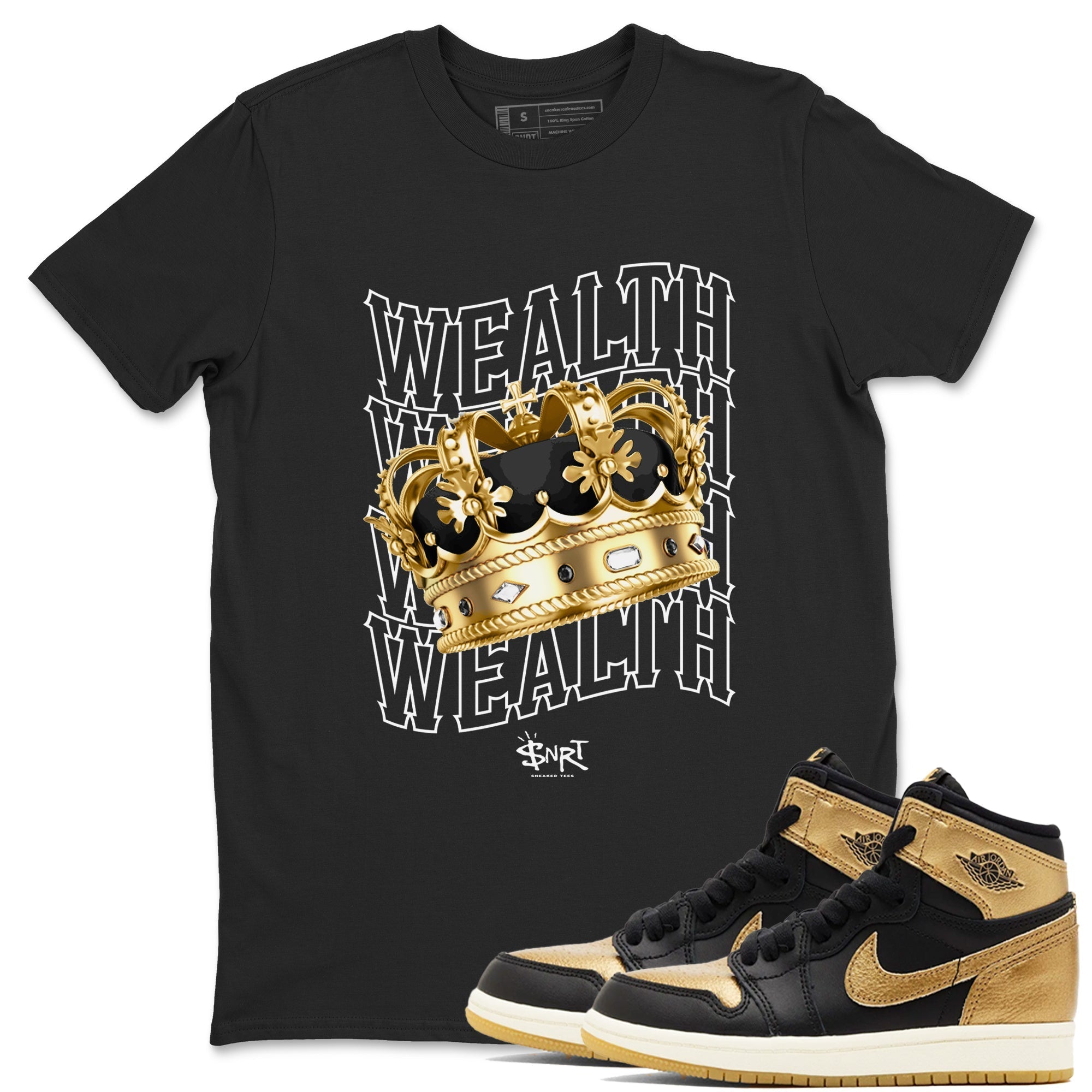 Wealth snkmatch Tees - Air Jordan 1 Black Metallic Gold