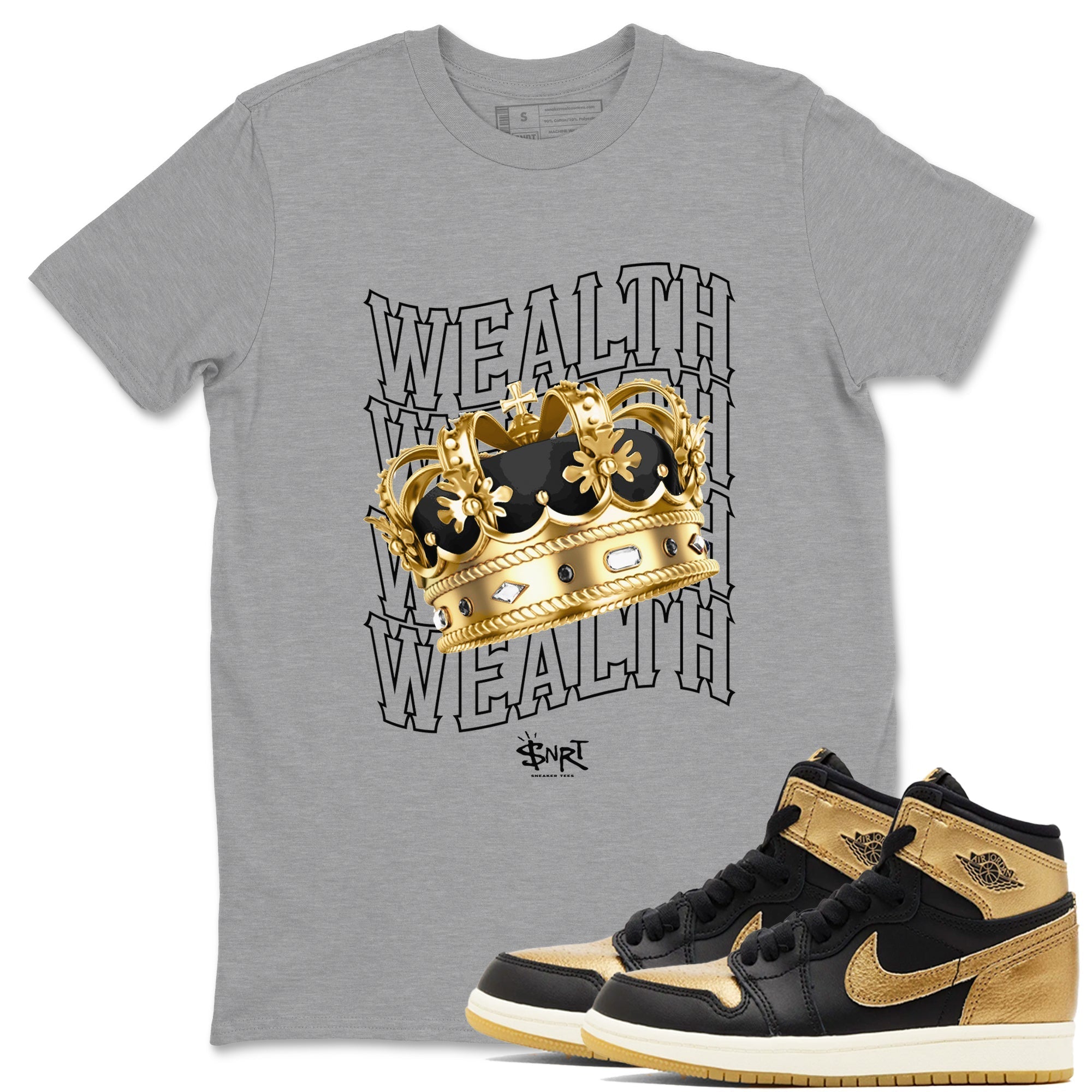 Wealth snkmatch Tees - Air Jordan 1 Black Metallic Gold