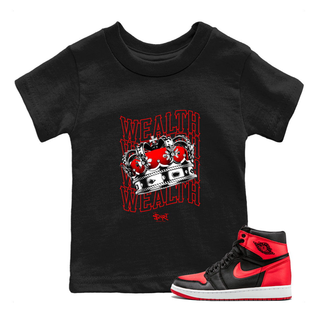 Wealth snkmatch Tee Kids - Air Jordan 1 Satin Bred