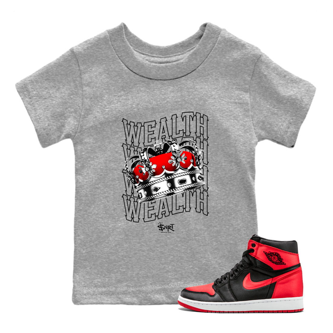 Wealth snkmatch Tee Kids - Air Jordan 1 Satin Bred