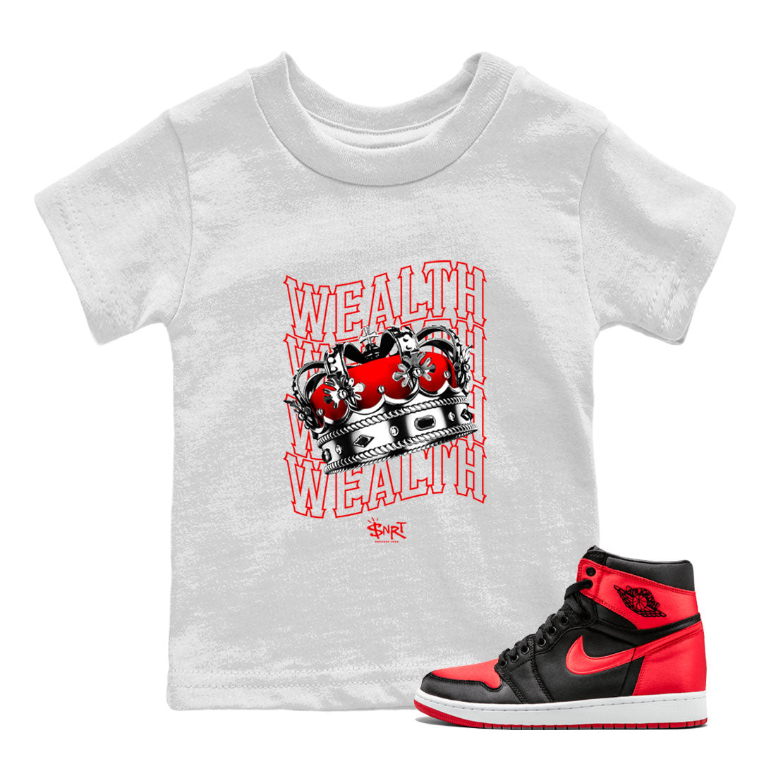 Wealth snkmatch Tee Kids - Air Jordan 1 Satin Bred