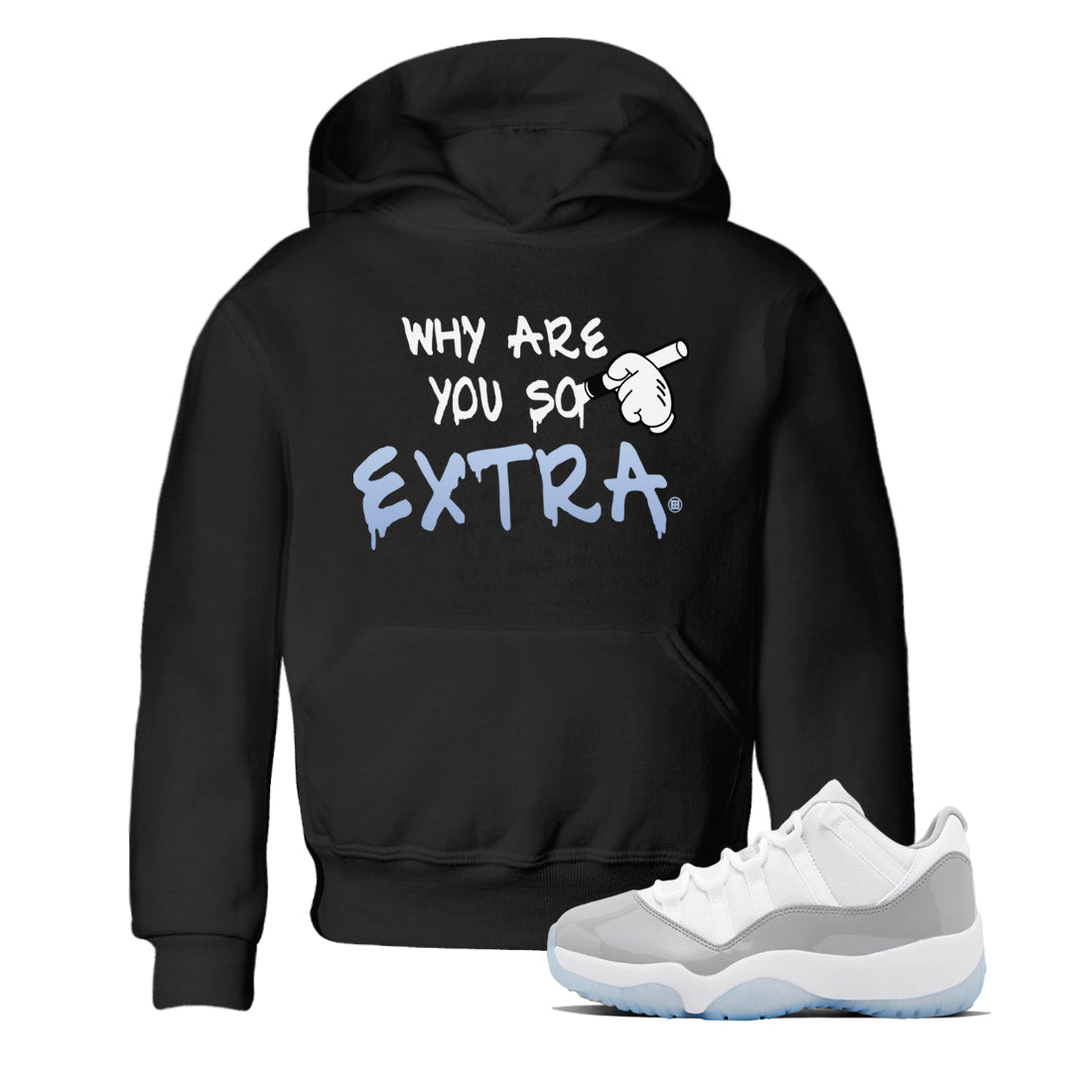 Why Are You So Extra Kids Tops - Air Jordan 11 White Cement
