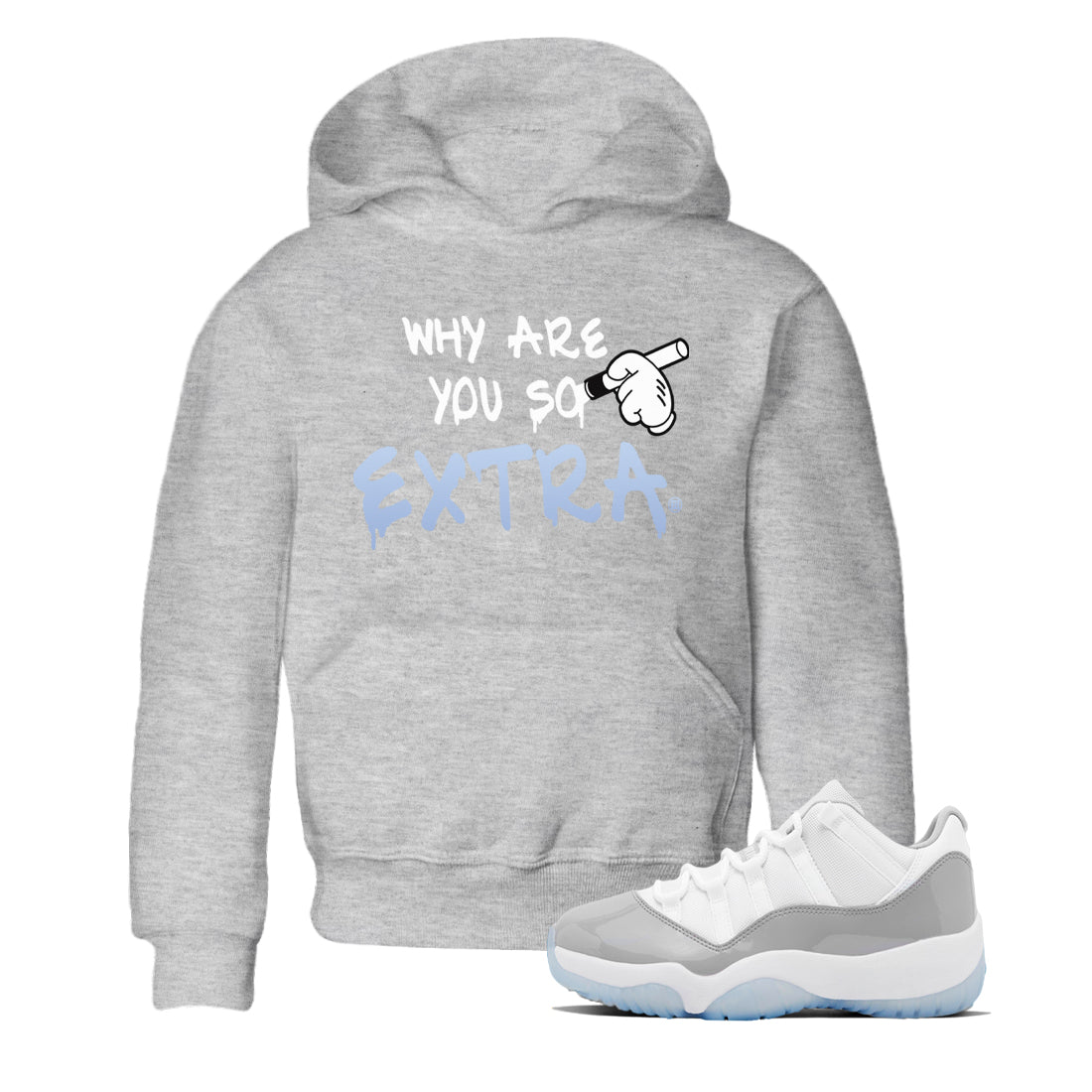 Why Are You So Extra Kids Tops - Air Jordan 11 White Cement