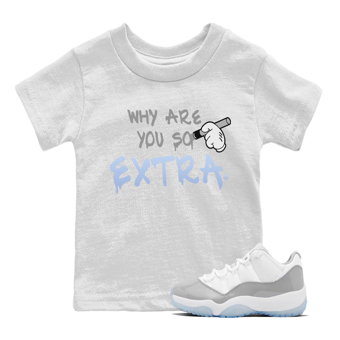 Why Are You So Extra Kids Tops - Air Jordan 11 White Cement