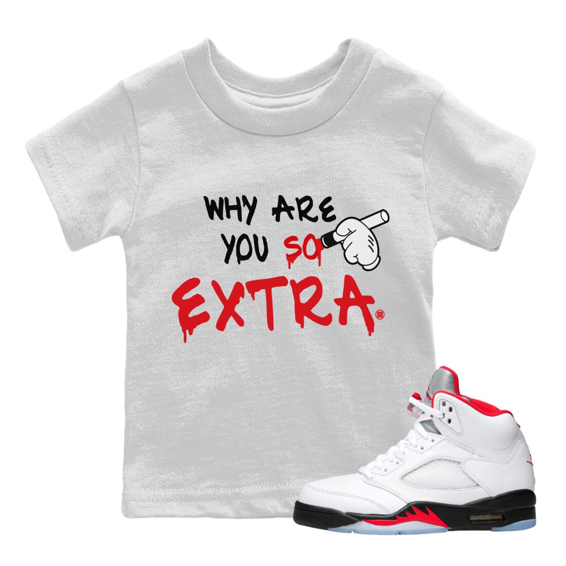 Why Are You So Extra Kids Tops - Air Jordan 5 Fire Red