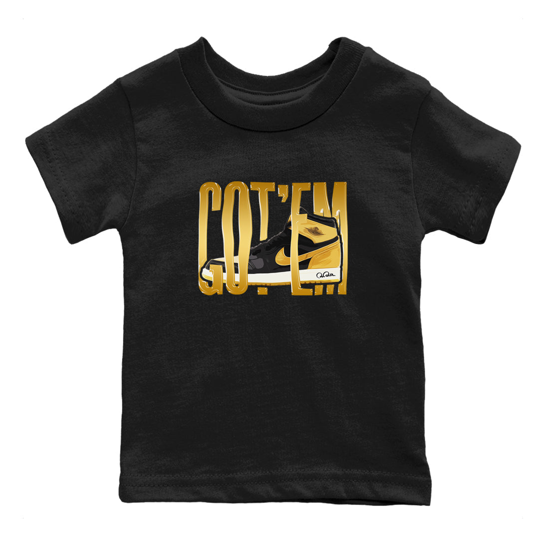 Wigggling Gotem snkmatch Tees Kids - Air Jordan 1 Black Metallic Gold