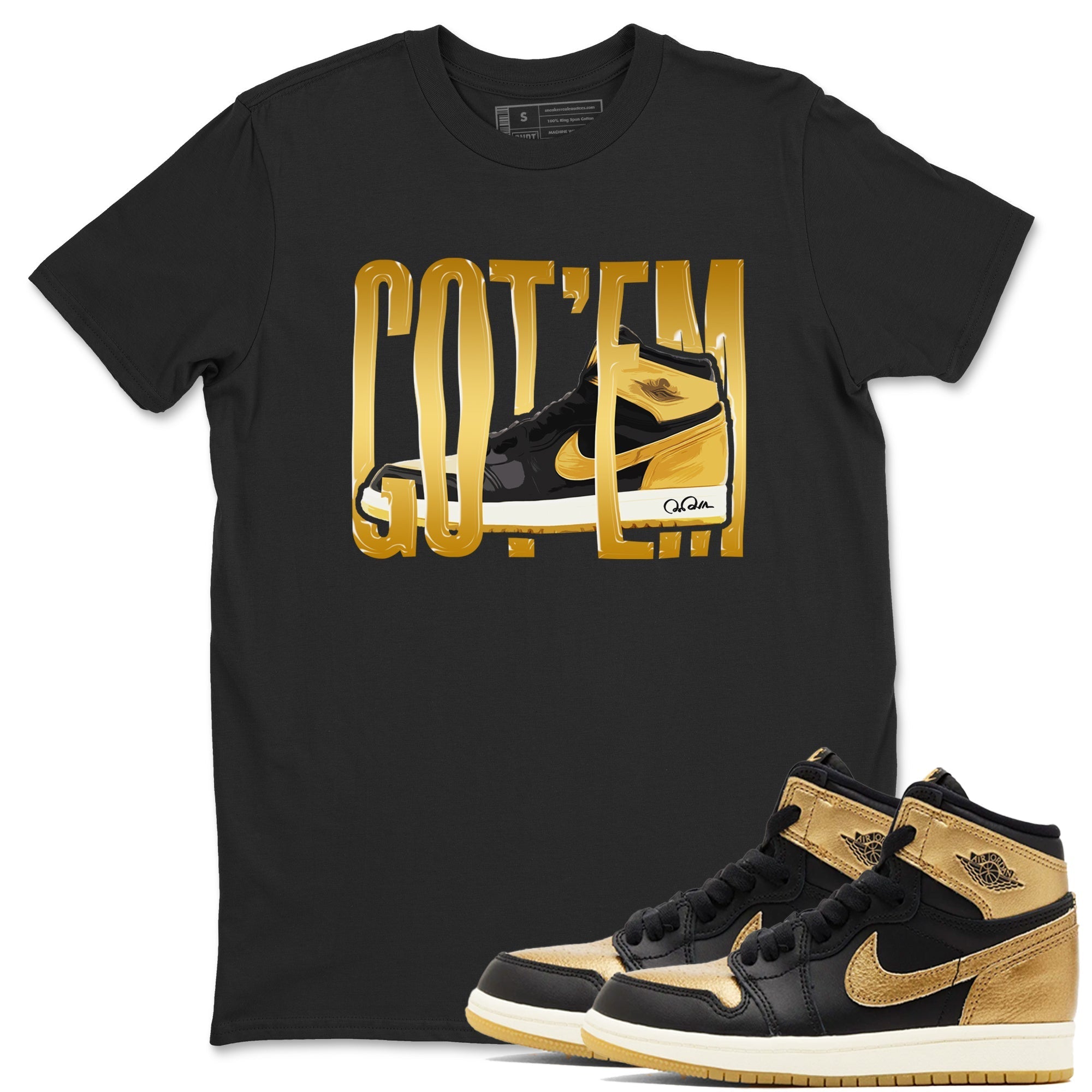 Wigggling Gotem snkmatch Tees - Air Jordan 1 Black Metallic Gold