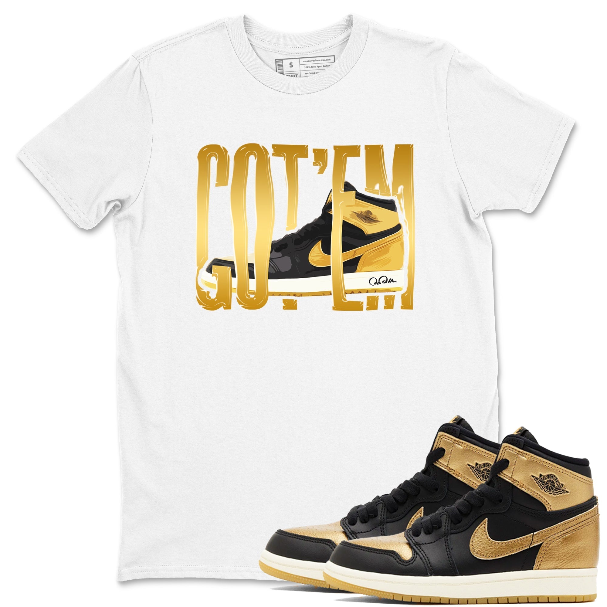 Wigggling Gotem snkmatch Tees - Air Jordan 1 Black Metallic Gold