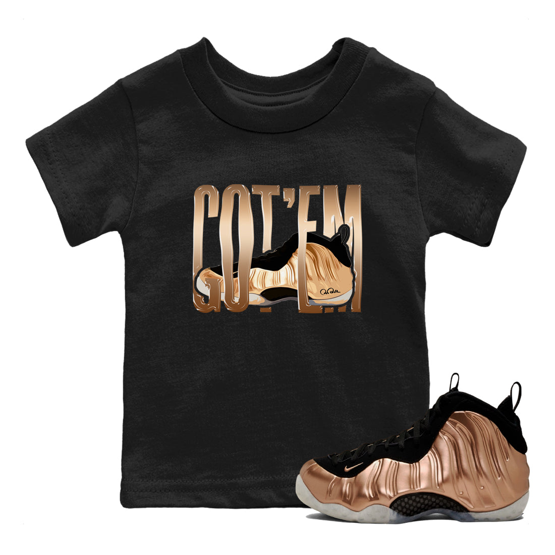 Wiggling Gotem snkmatch Tees Kids - Air Foamposite One Metallic Copper
