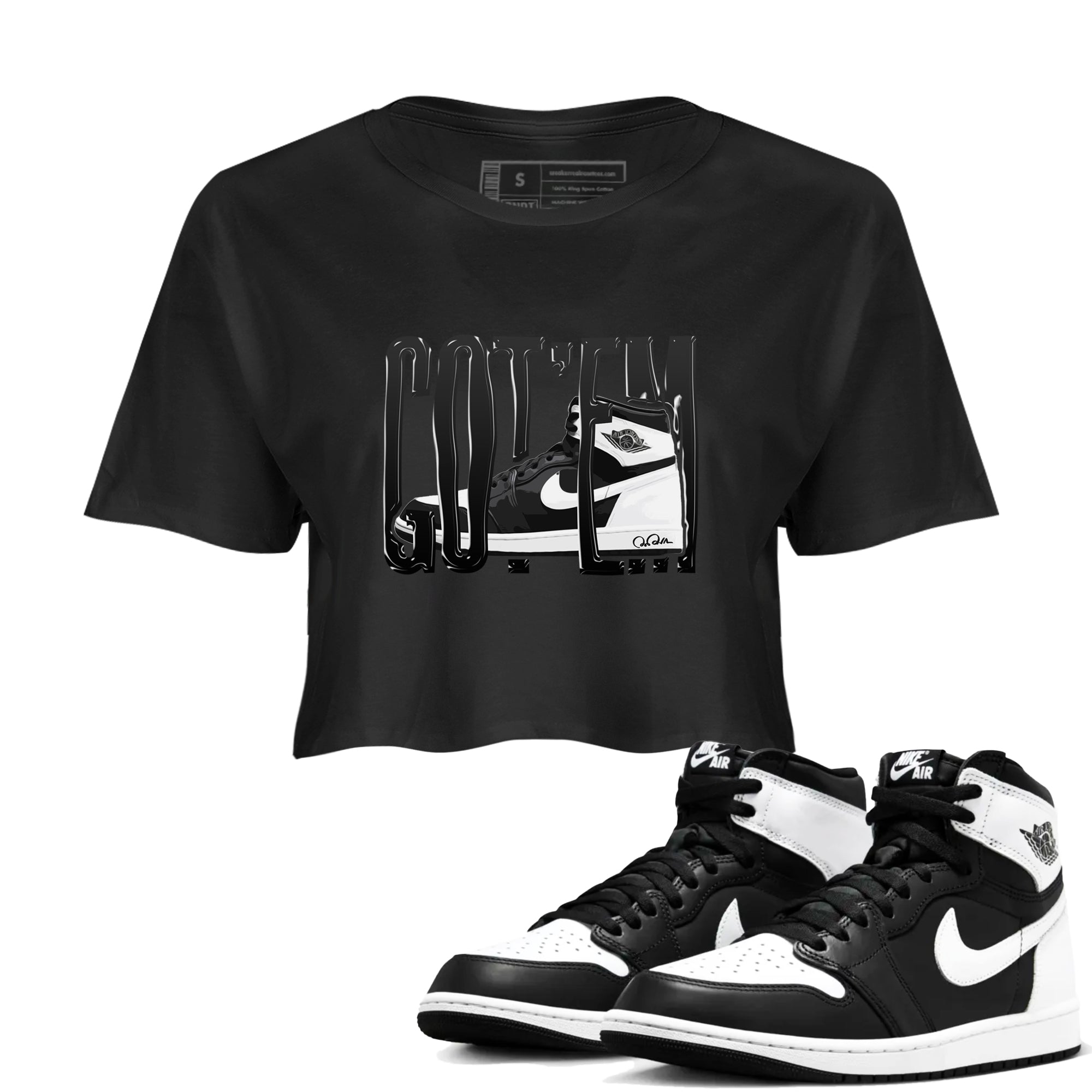 Wiggling Gotem snkmatch Women's Top - Air Jordan 1 Black White