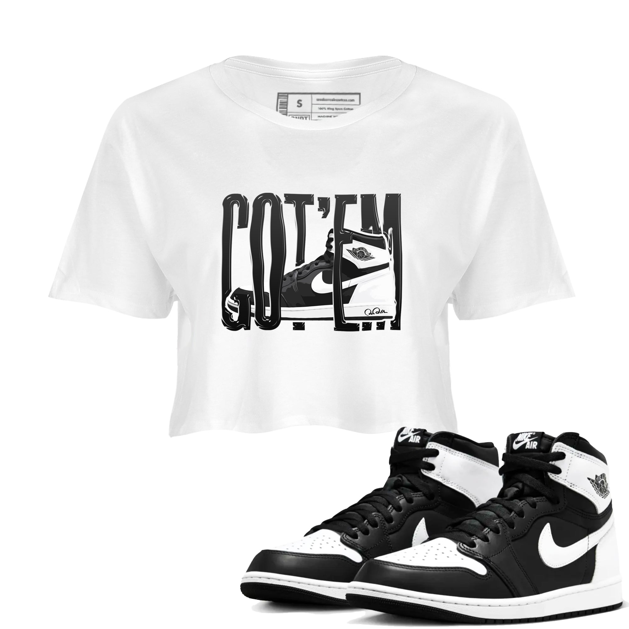 Wiggling Gotem snkmatch Women's Top - Air Jordan 1 Black White