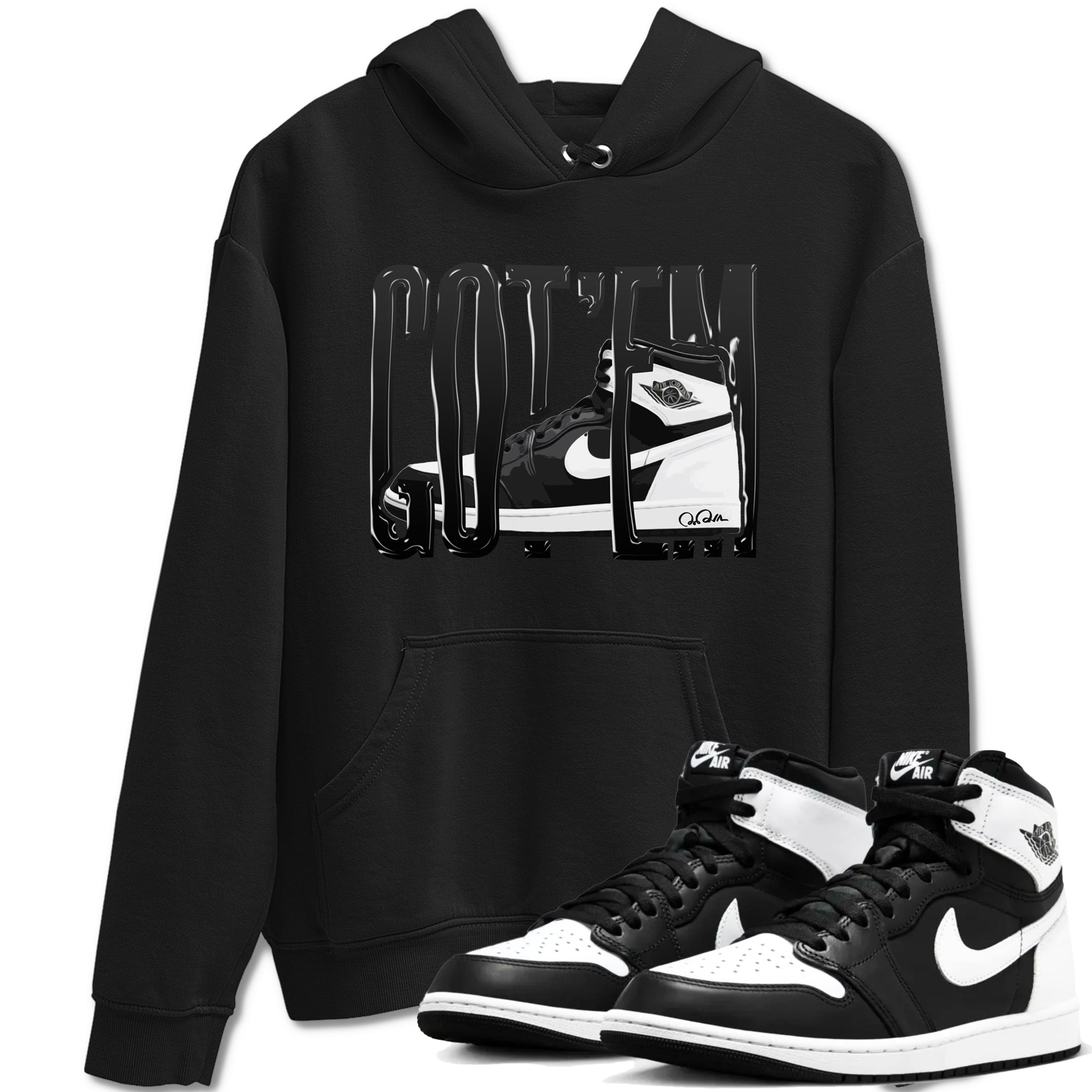 Wiggling Gotem snkmatch Tees - Air Jordan 1 Black White