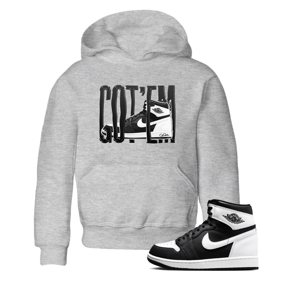 Wiggling Gotem snkmatch Tees Kids - Air Jordan 1 Black White