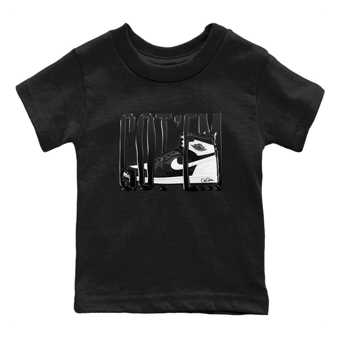 Wiggling Gotem snkmatch Tees Kids - Air Jordan 1 Black White