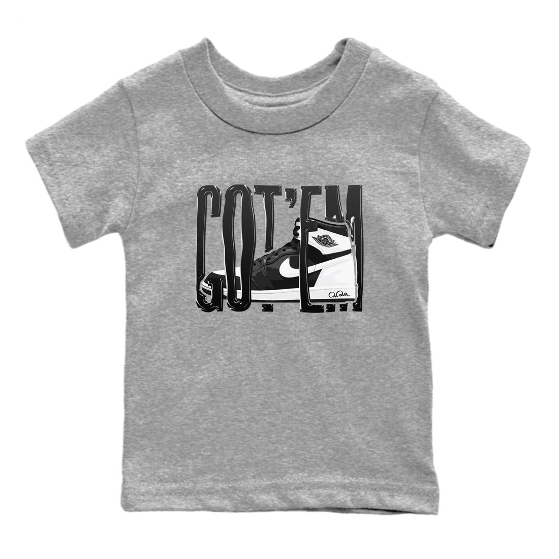 Wiggling Gotem snkmatch Tees Kids - Air Jordan 1 Black White