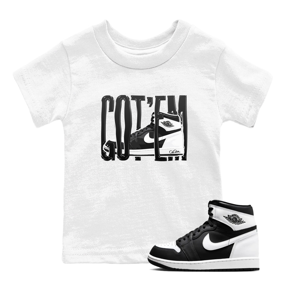 Wiggling Gotem snkmatch Tees Kids - Air Jordan 1 Black White