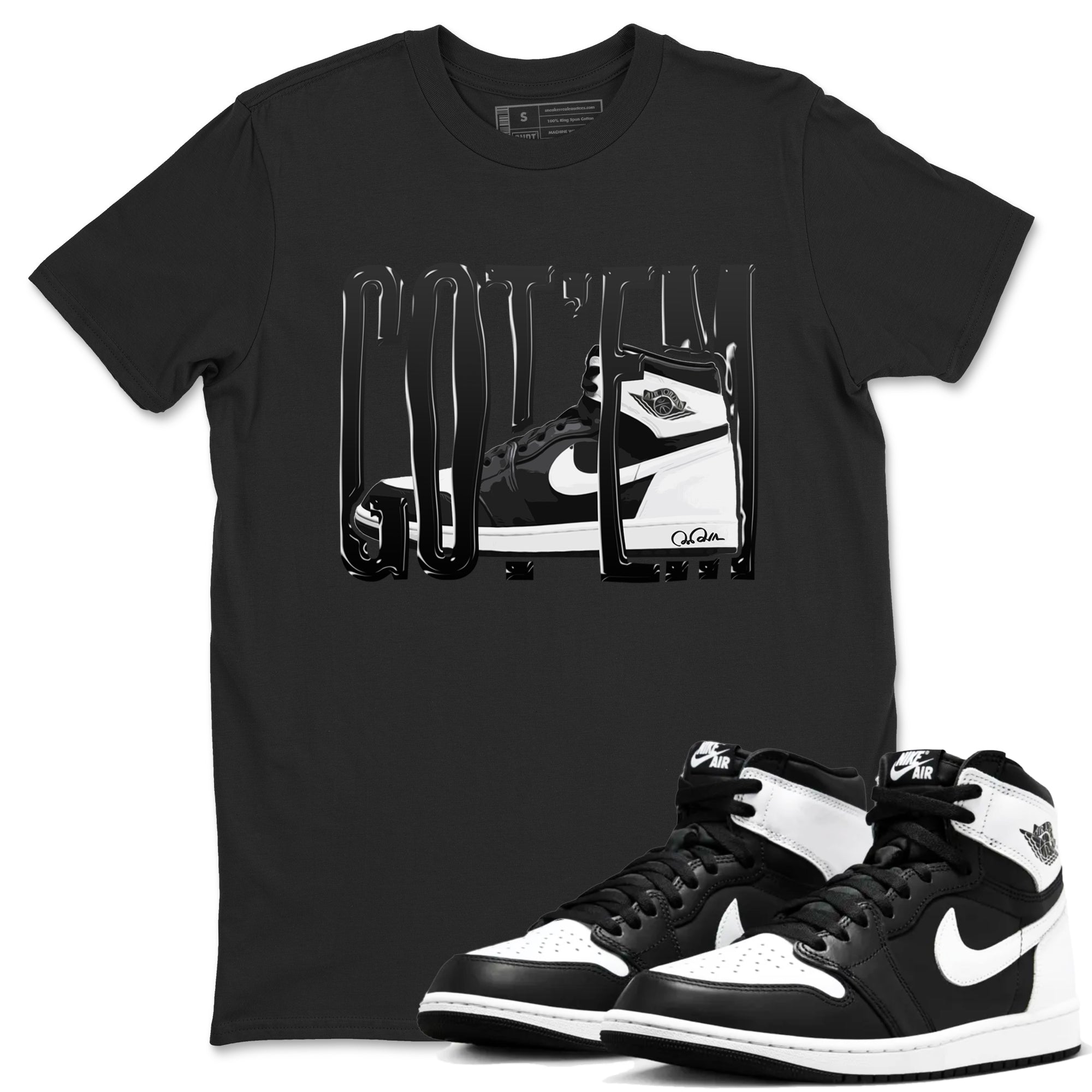 Wiggling Gotem snkmatch Tees - Air Jordan 1 Black White