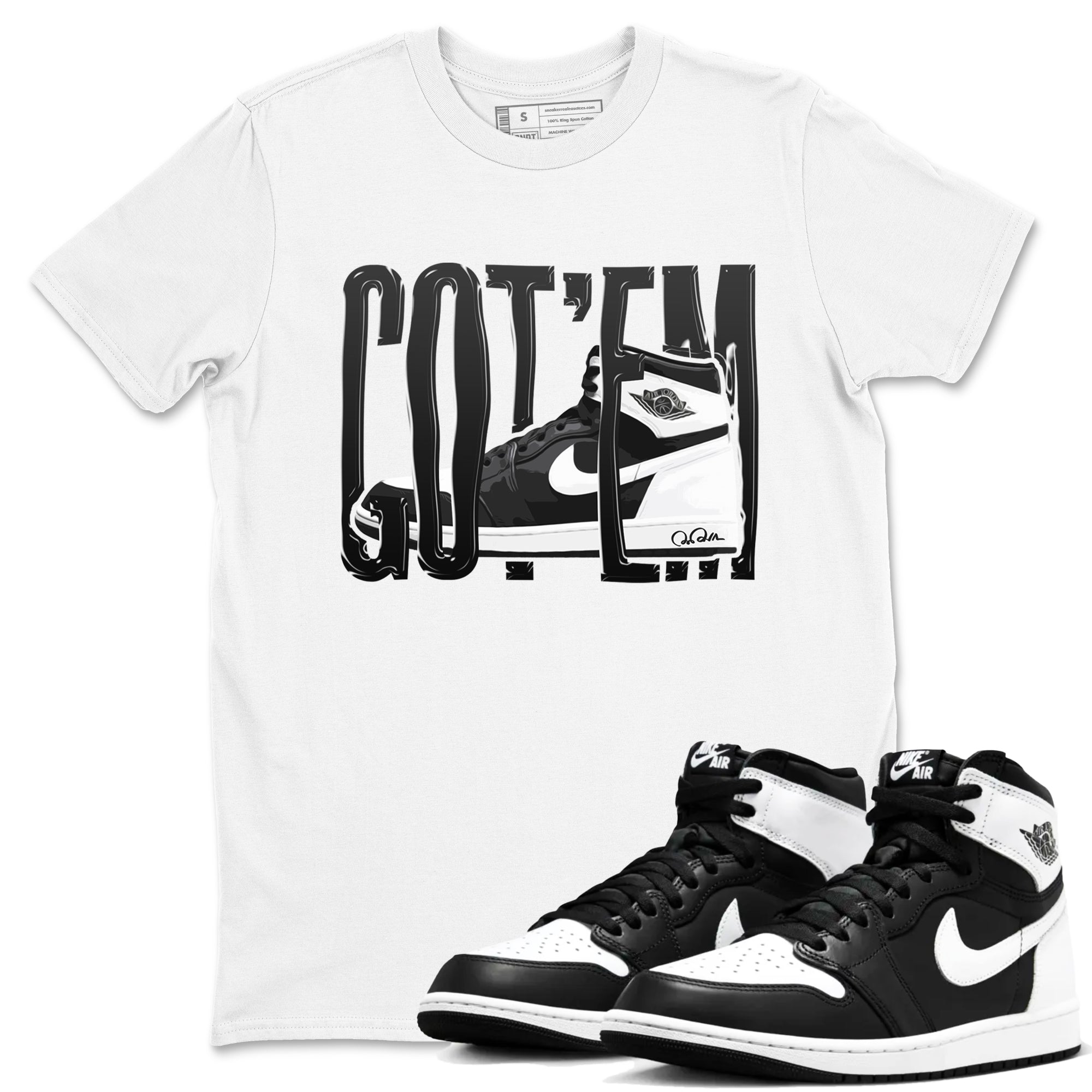 Wiggling Gotem snkmatch Tees - Air Jordan 1 Black White