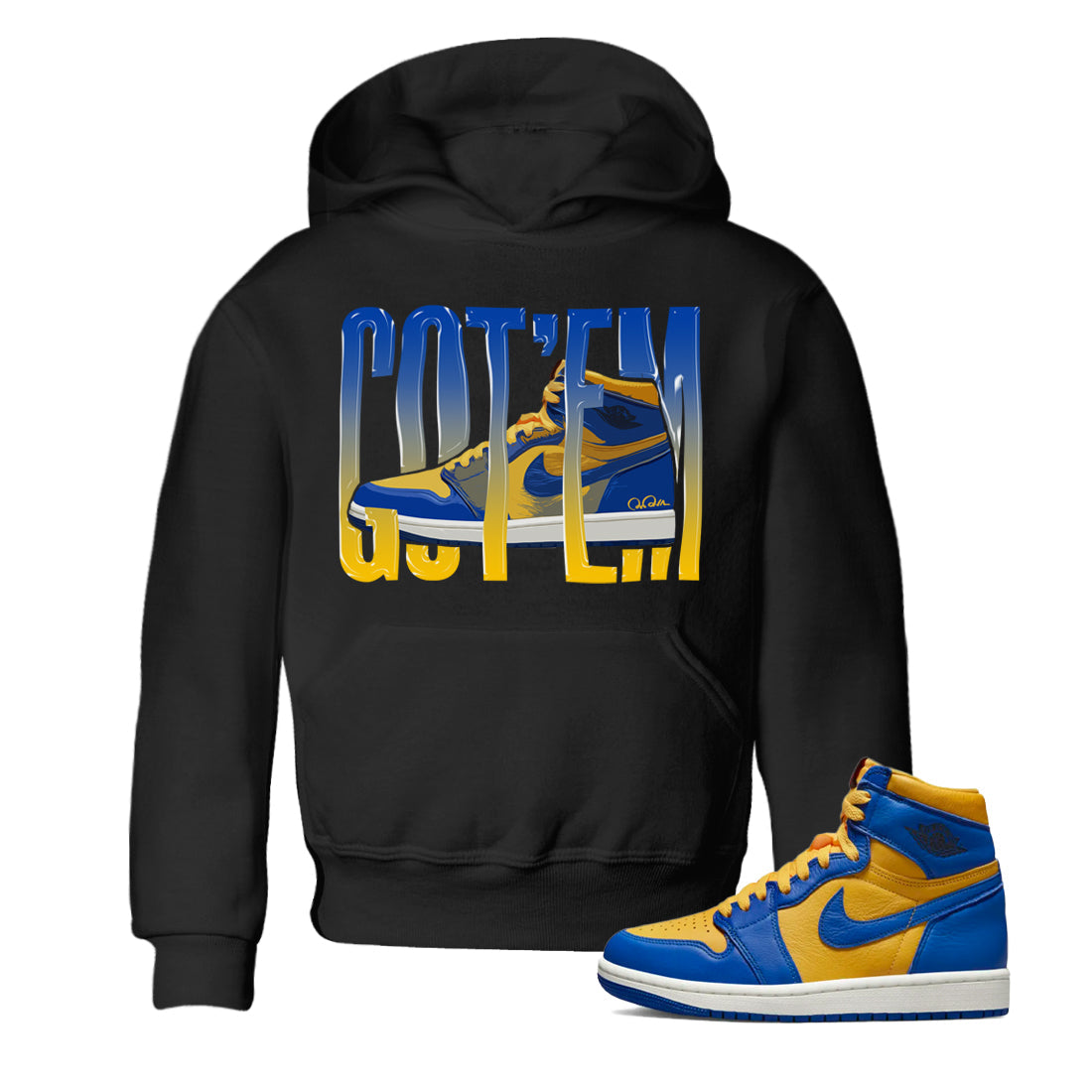 Wiggling Gotem Kids Tops - Air Jordan 1 Game Royal Varsity Maize