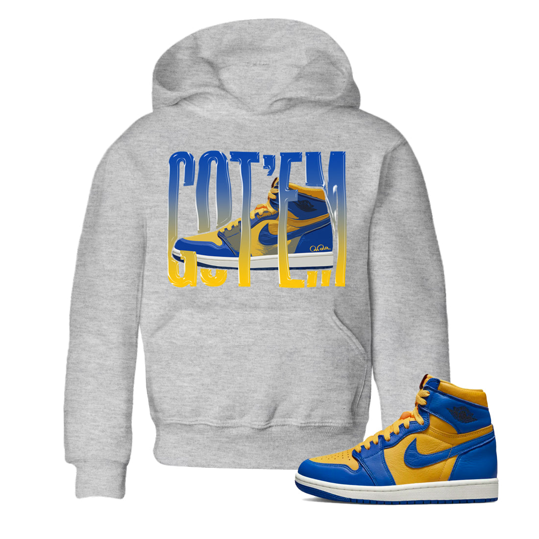 Wiggling Gotem Kids Tops - Air Jordan 1 Game Royal Varsity Maize