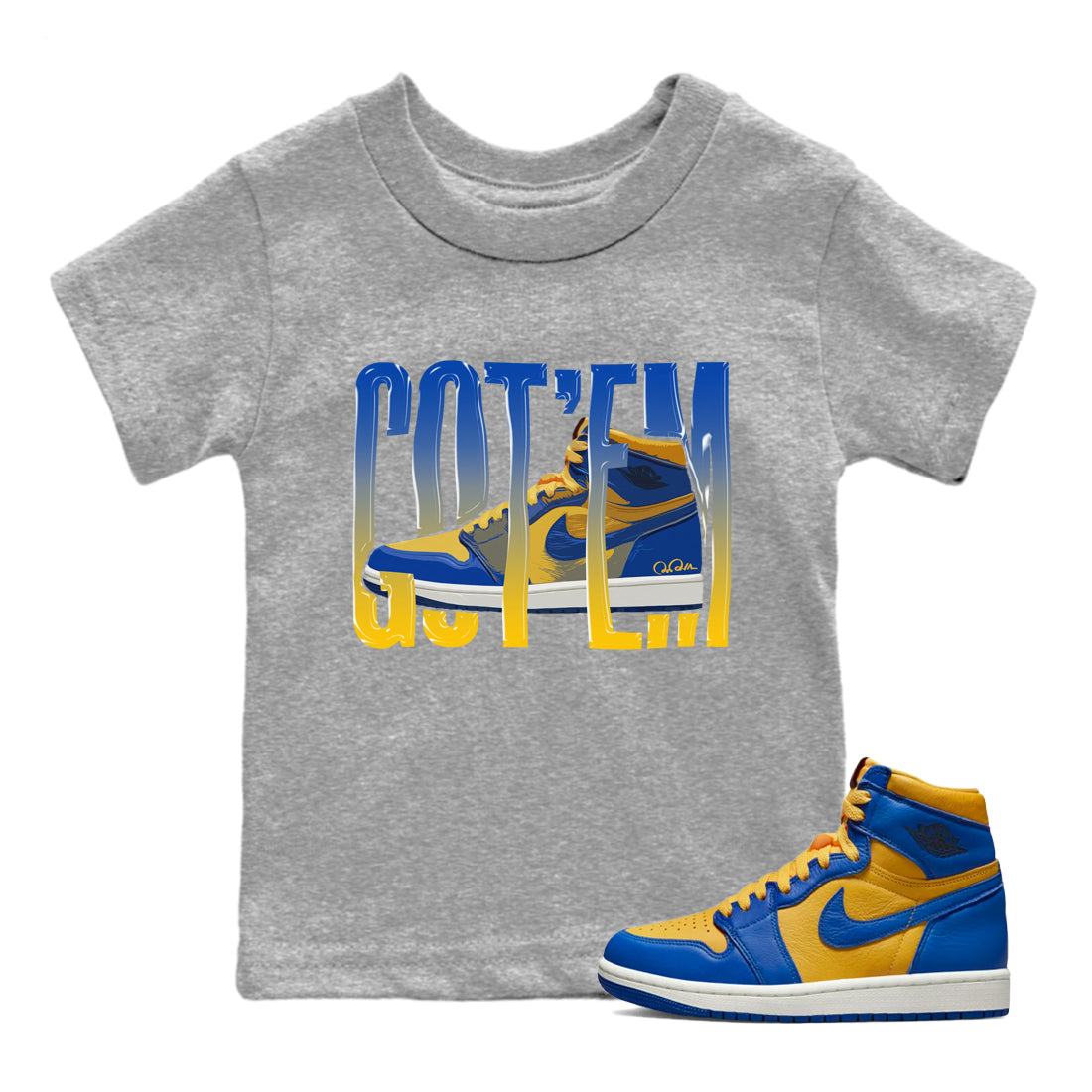 Wiggling Gotem Kids Tops - Air Jordan 1 Game Royal Varsity Maize