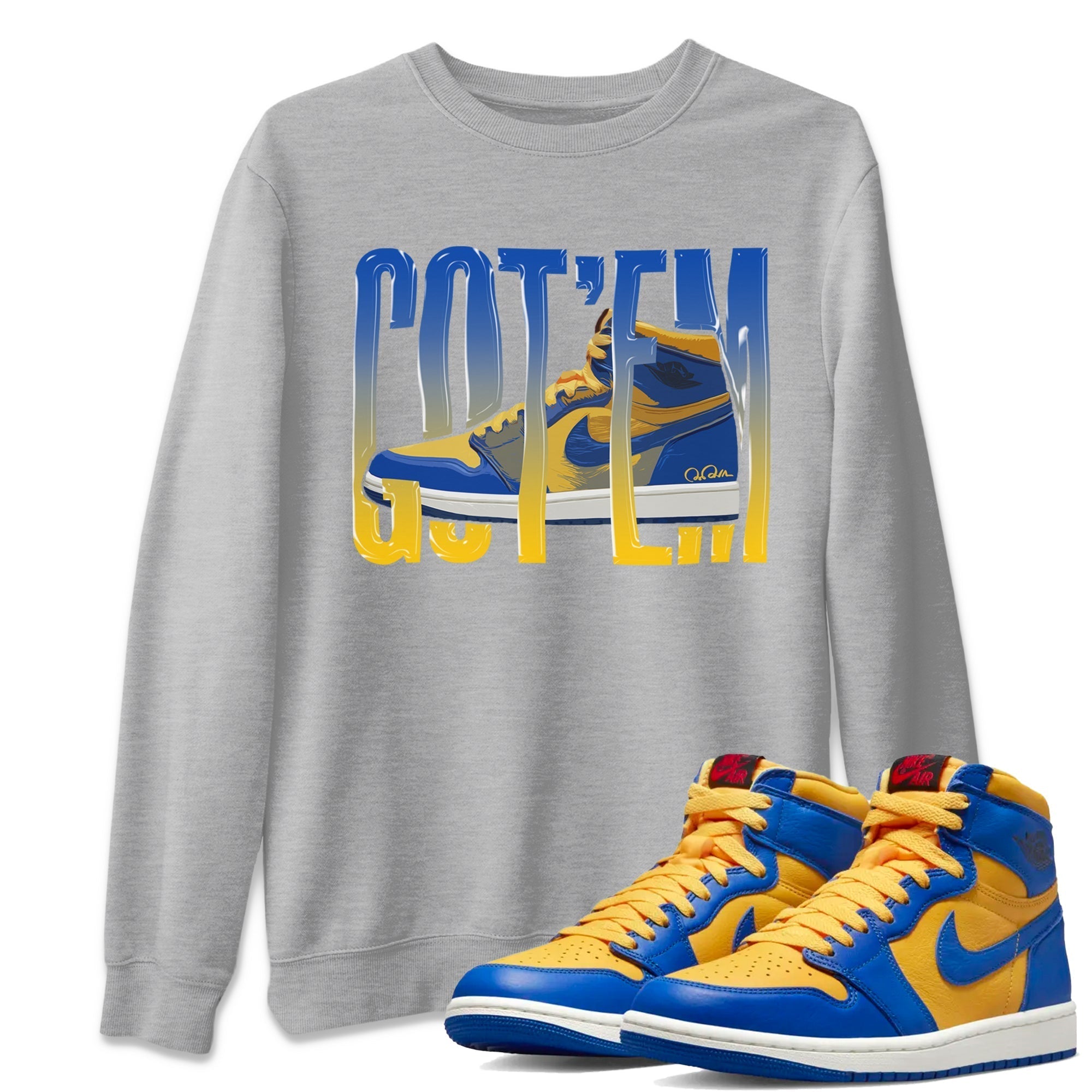 Wiggling Gotem Unisex Tops - Air Jordan 1 Game Royal Varsity Maize