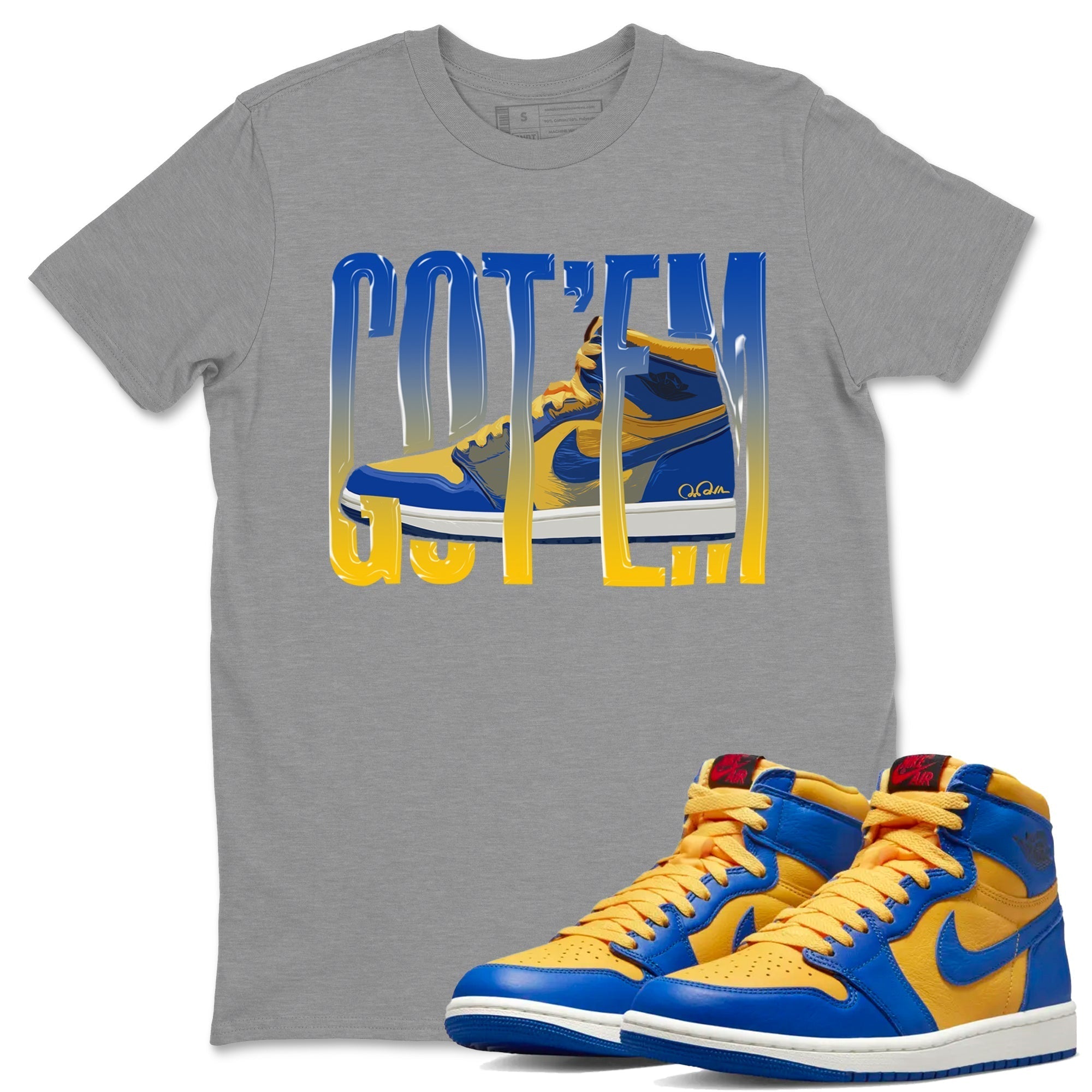 Wiggling Gotem Unisex Tops - Air Jordan 1 Game Royal Varsity Maize