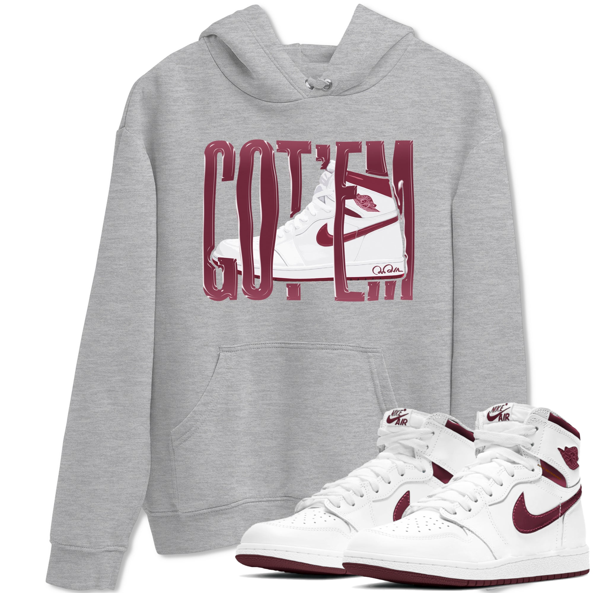 Wiggling Gotem snkmatch Tee - Air Jordan 1 Metallic Burgundy