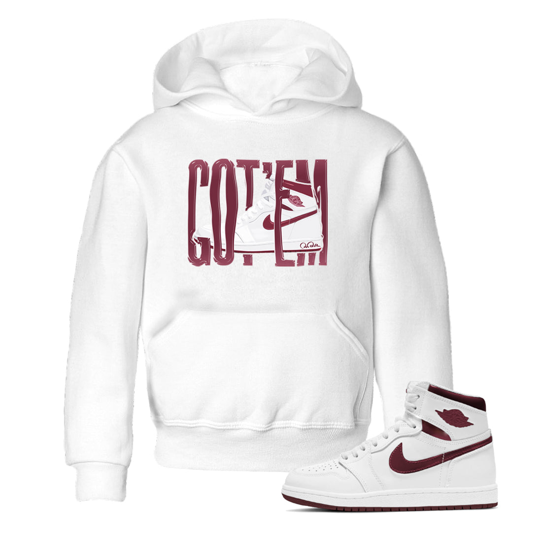 Wiggling Gotem snkmatch Tee Kids - Air Jordan 1 Metallic Burgundy